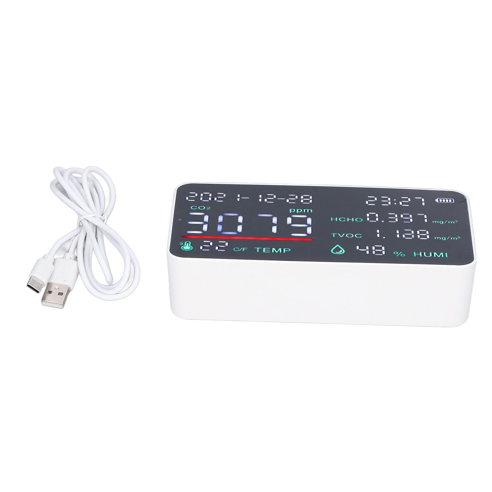 Air Quality Monitor Semiconductor USB Charging Indoor Temperature Humidity view 2