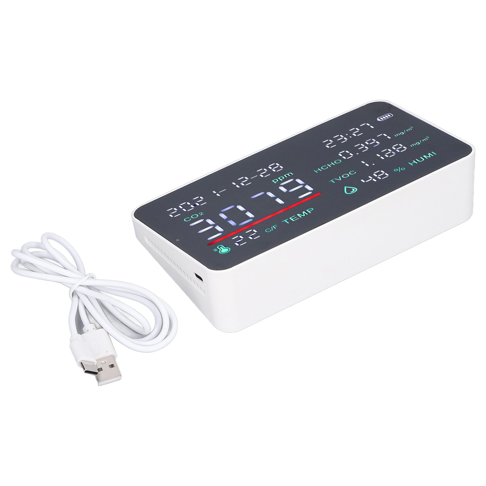 Air Quality Monitor Semiconductor USB Charging Indoor Temperature Humidity view 3