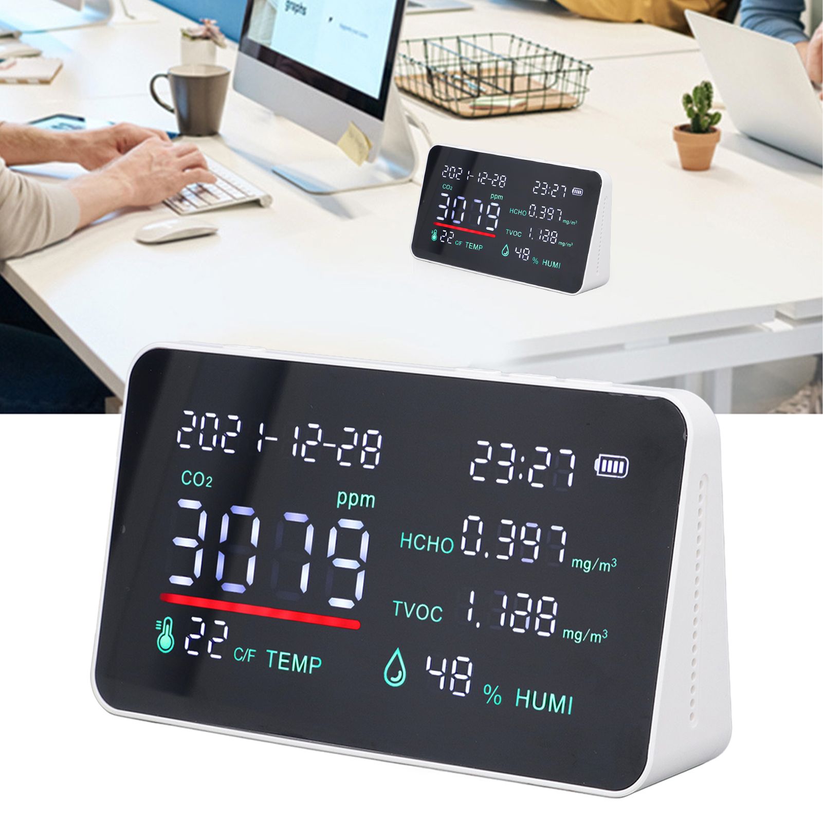 Air Quality Monitor Semiconductor USB Charging Indoor Temperature Humidity view 12