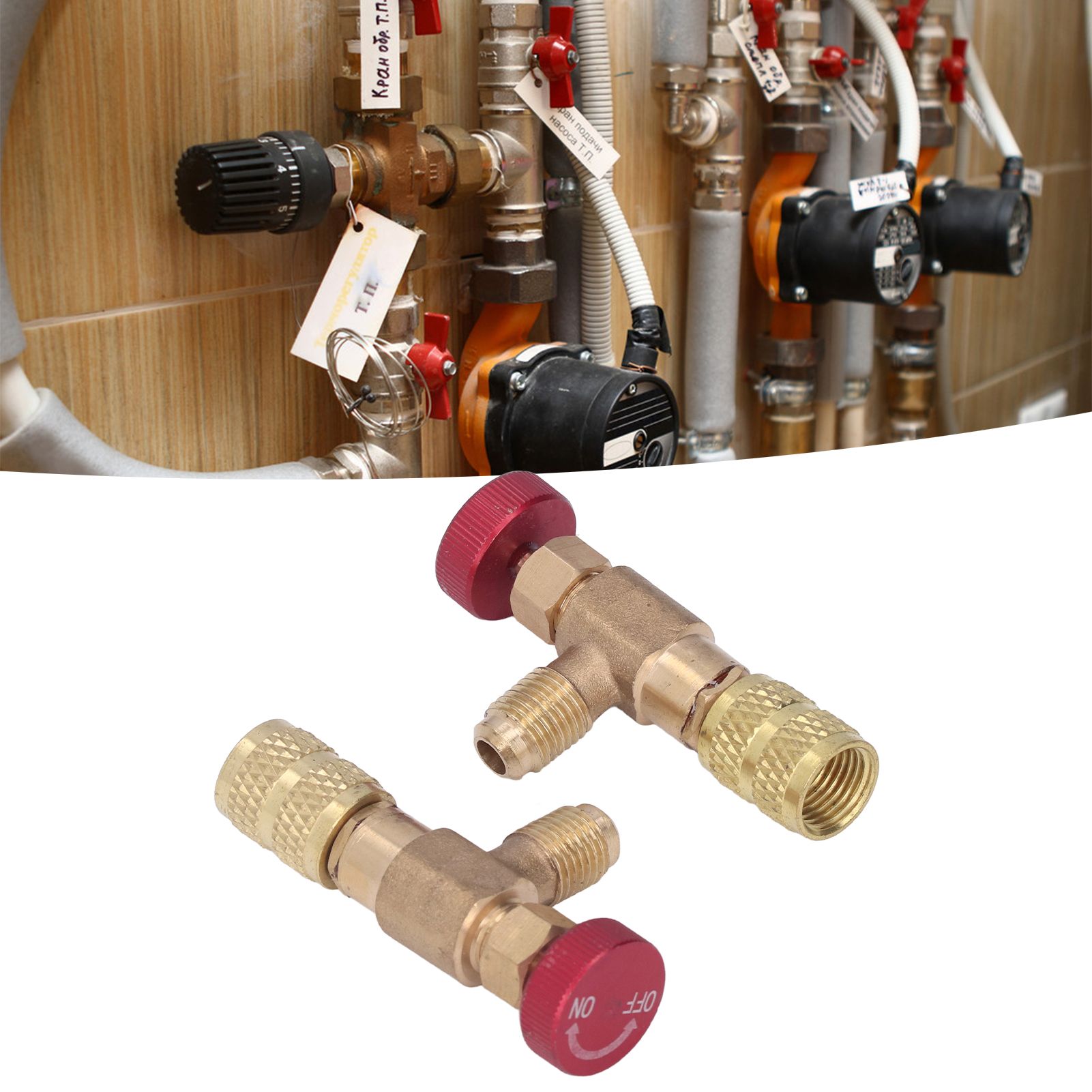 2PCS Refrigeration Control Valve 1/4SAE Male Thread 5/16SAE Female Thread view 12