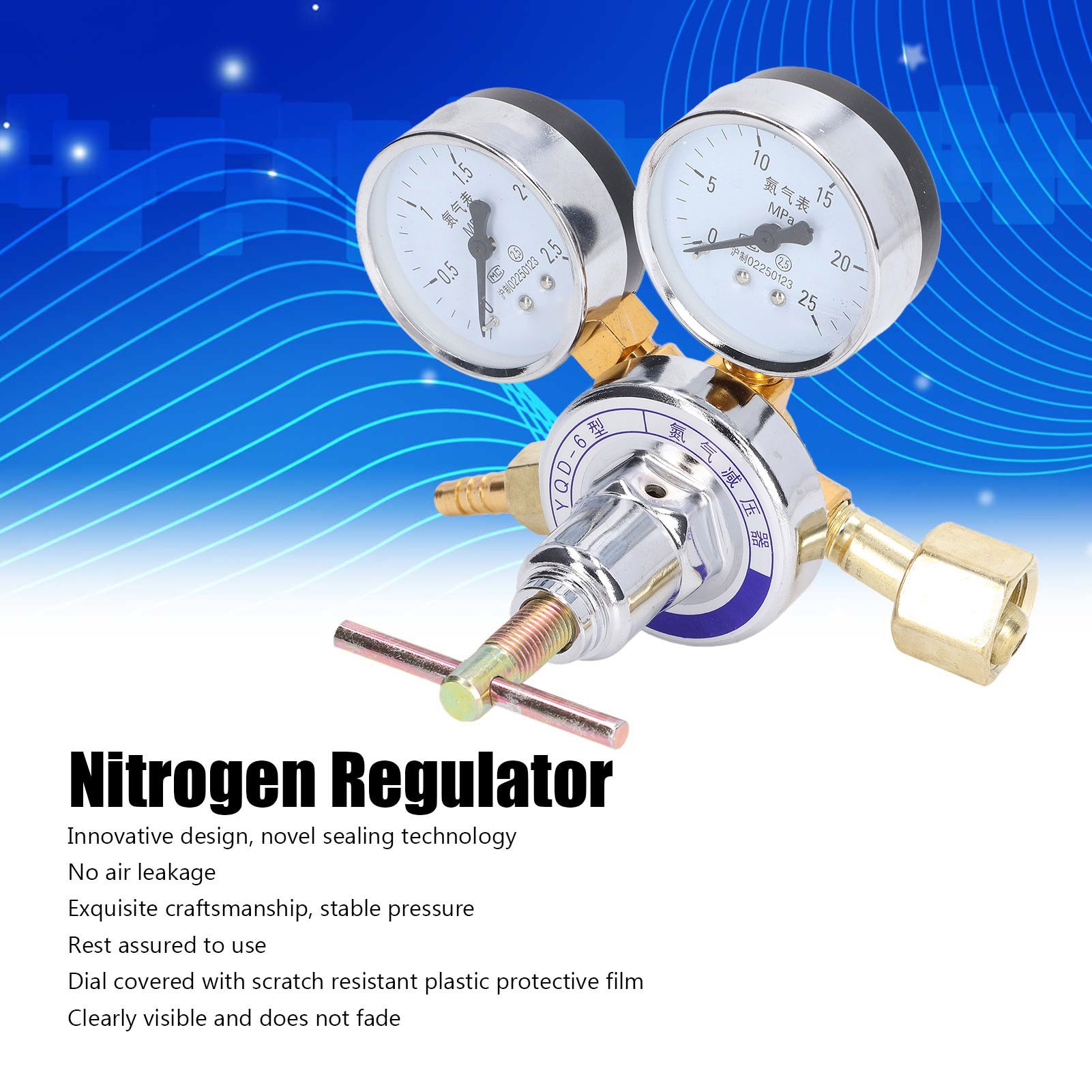 Nitrogen Regulator Gauge Kit Pressure Reducing Valve Brass Inlet Outlet Meter view 15