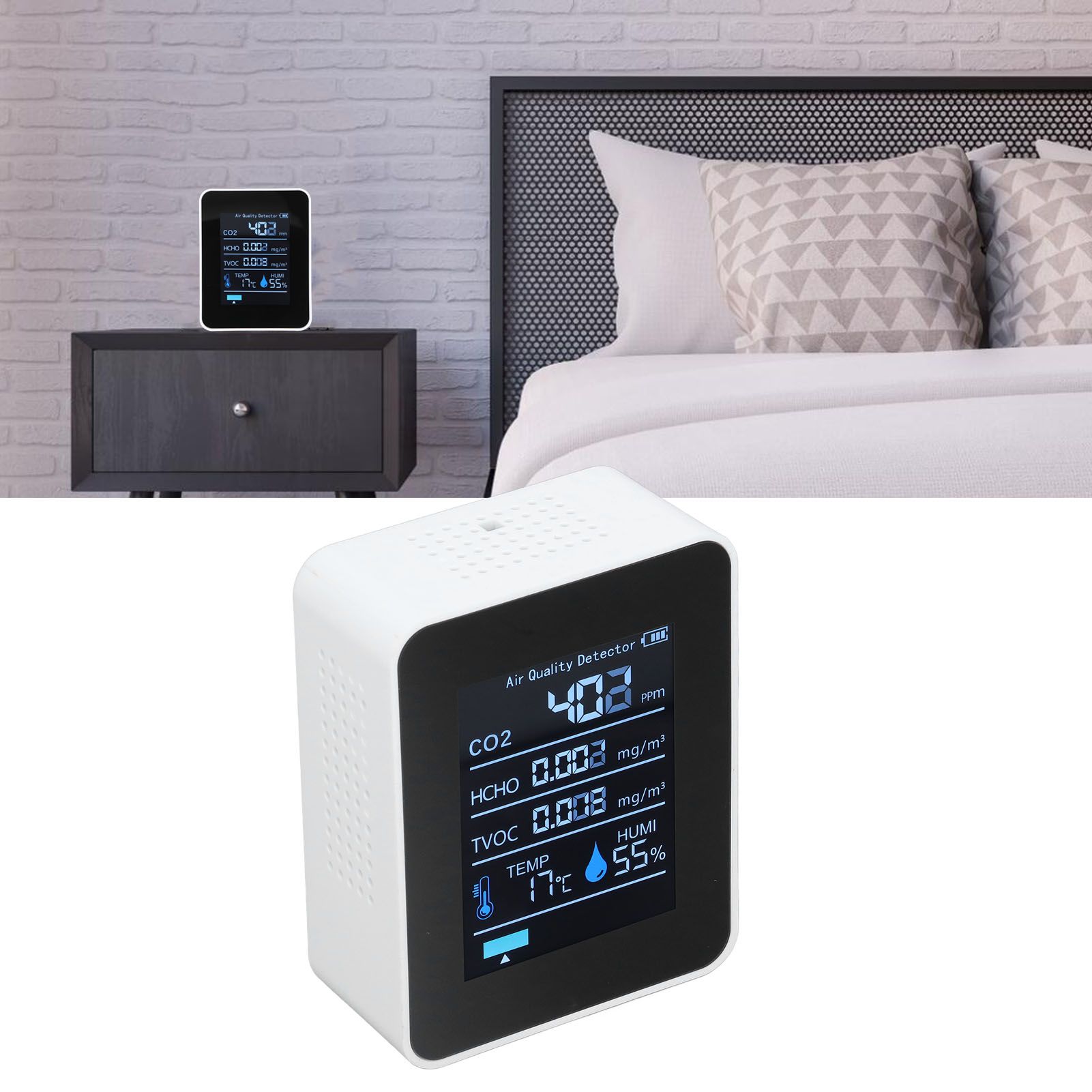 5 in 1 Air Quality Monitor Bluetooth APP Carbon Dioxide Detector USB Charging view 11