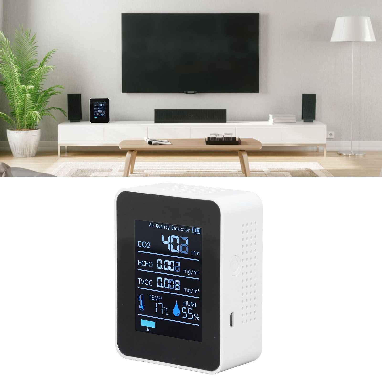 5 in 1 Air Quality Monitor Bluetooth APP Carbon Dioxide Detector USB Charging view 12