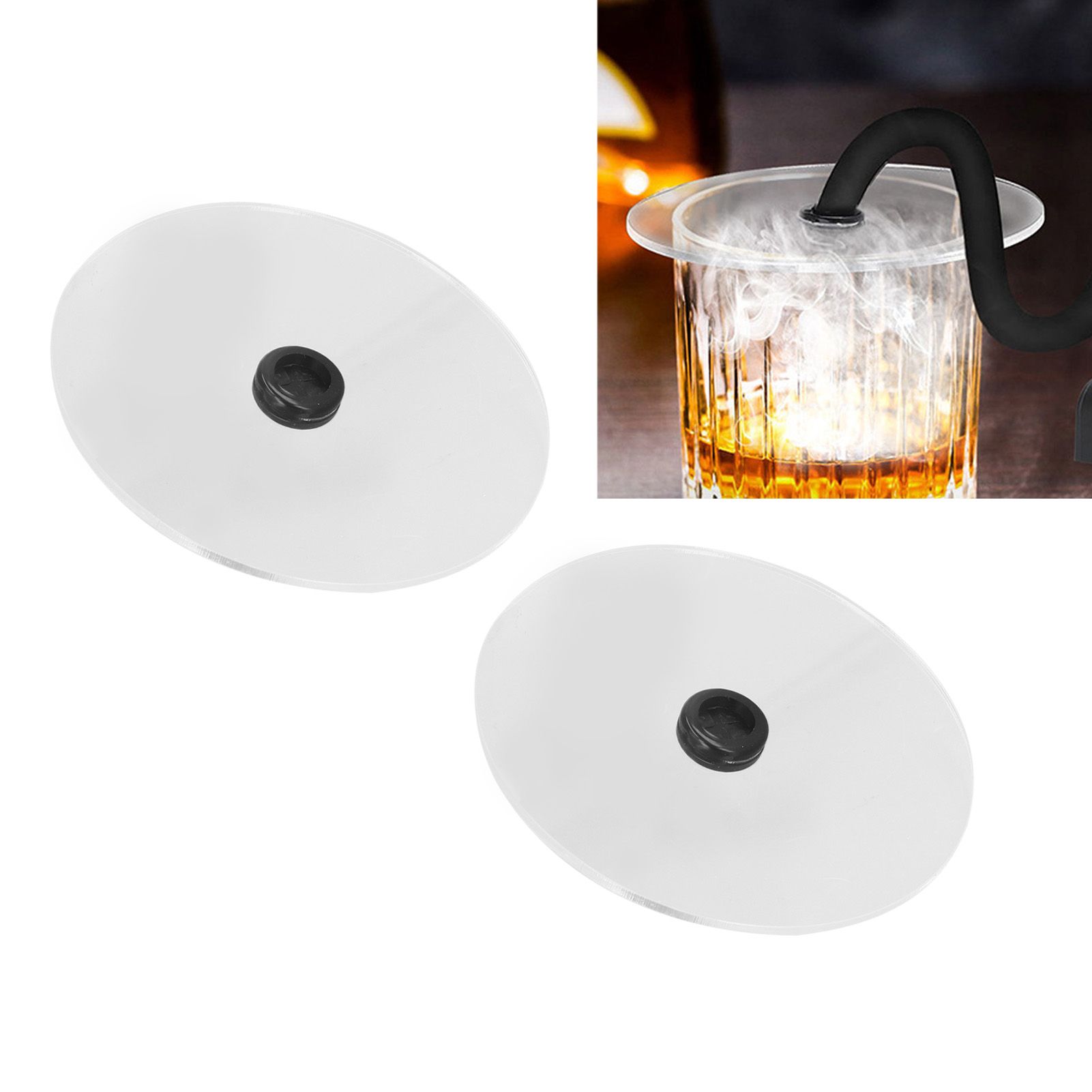 2Pcs/Set Smoke Infuser Lid Cocktail Drinks Round Cover for Beverages Wine view 11
