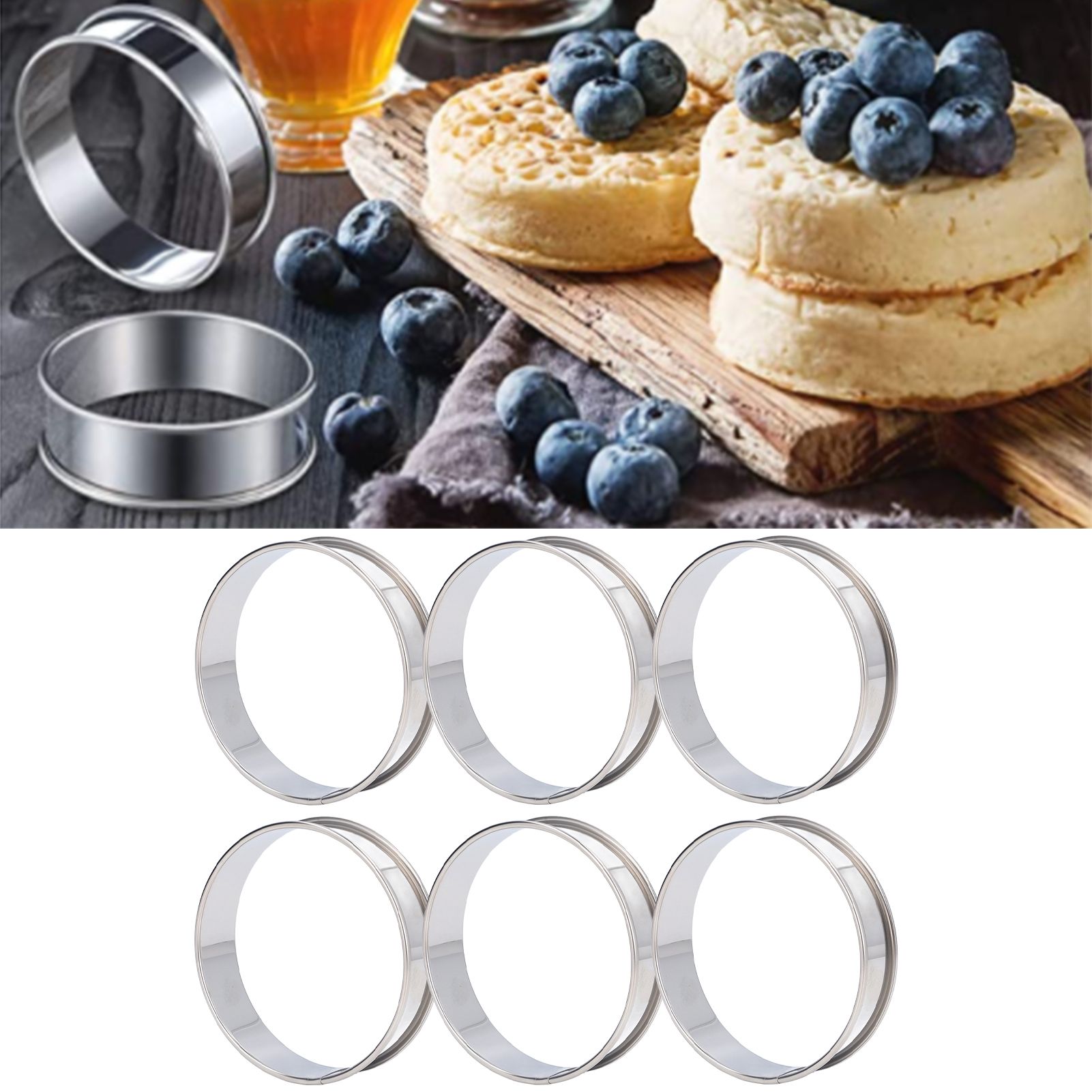 6 PCS Crumpet Rings Double Volume Easy Demoulding DIY Stainless Steel English view 11