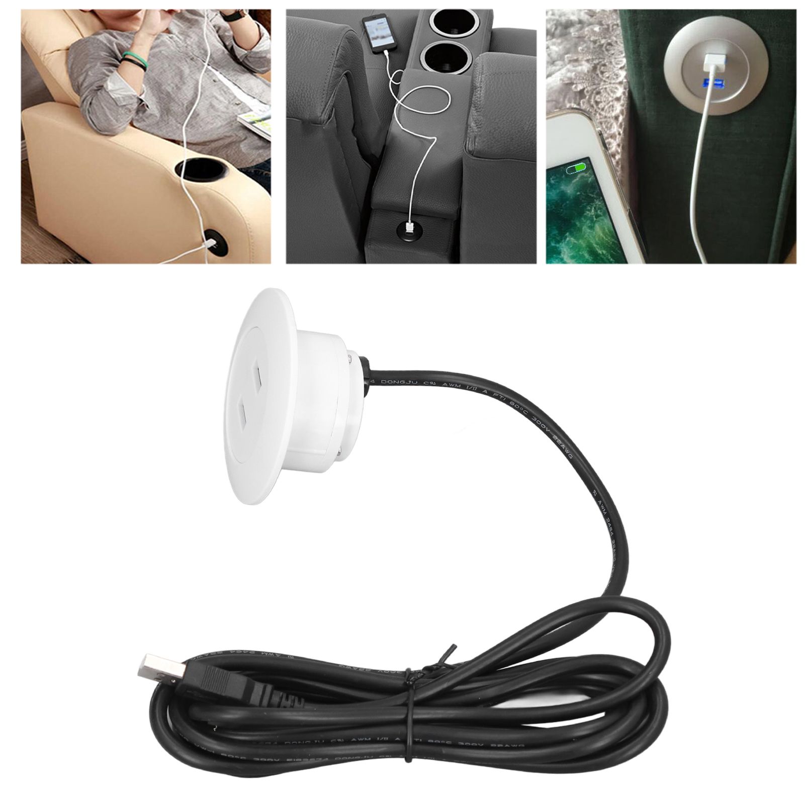 Sofa USB Charging Socket Flush Mount Installation Dual USB Charging Ports view 12