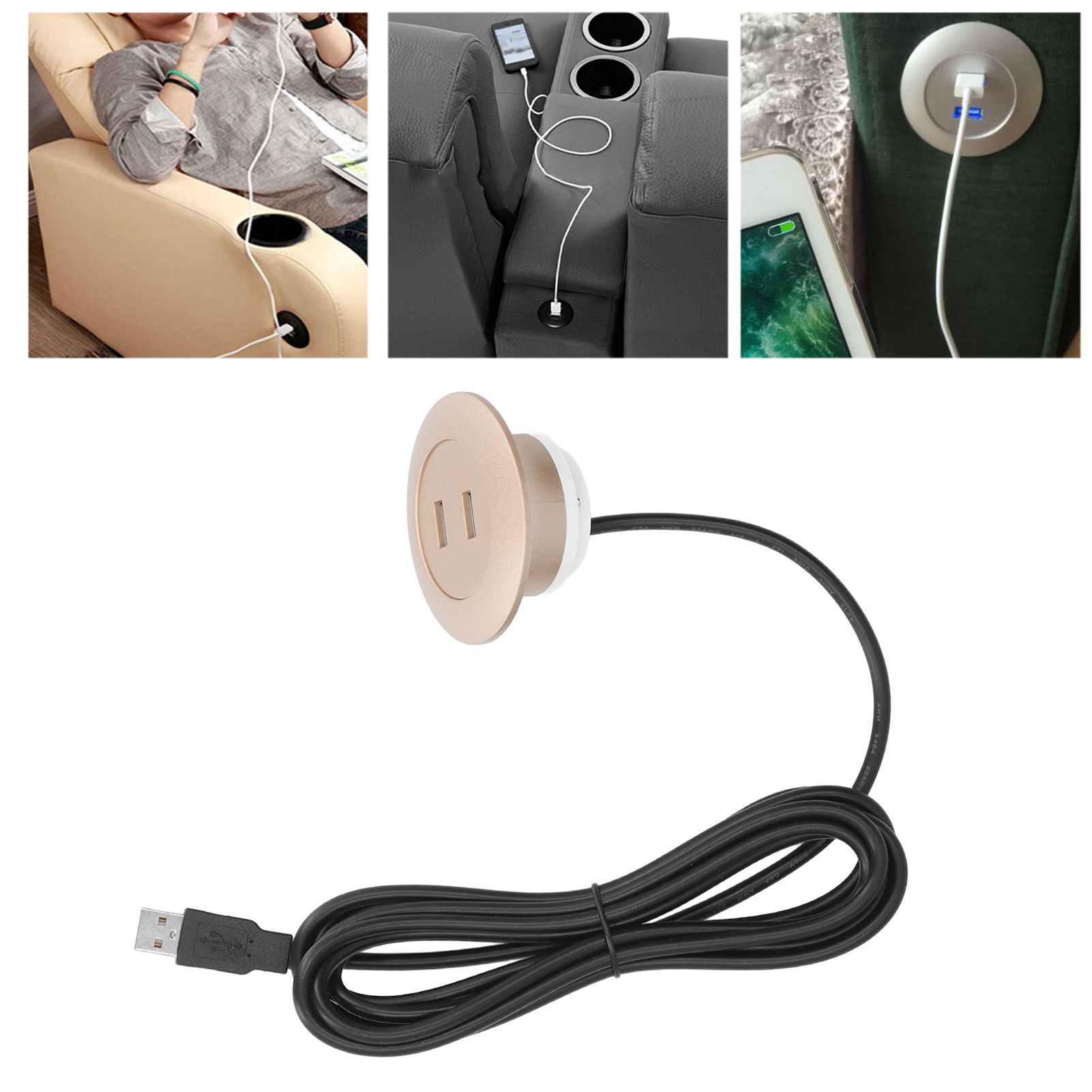 Sofa USB Charging Socket Flush Mount Installation Dual USB Charging Ports view 12