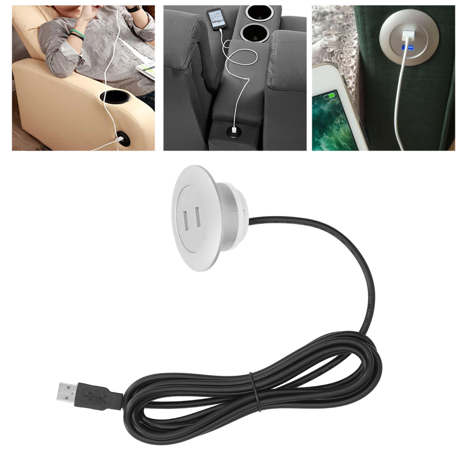 Sofa USB Charging Socket Flush Mount Installation Dual USB Charging Ports view 12