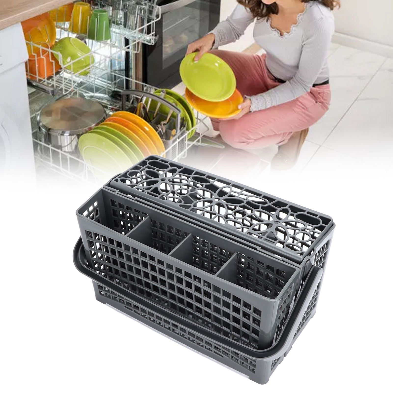 Dishwasher Silverware Basket Utensil Cutlery Holder Knives Forks Storage Rack view 11
