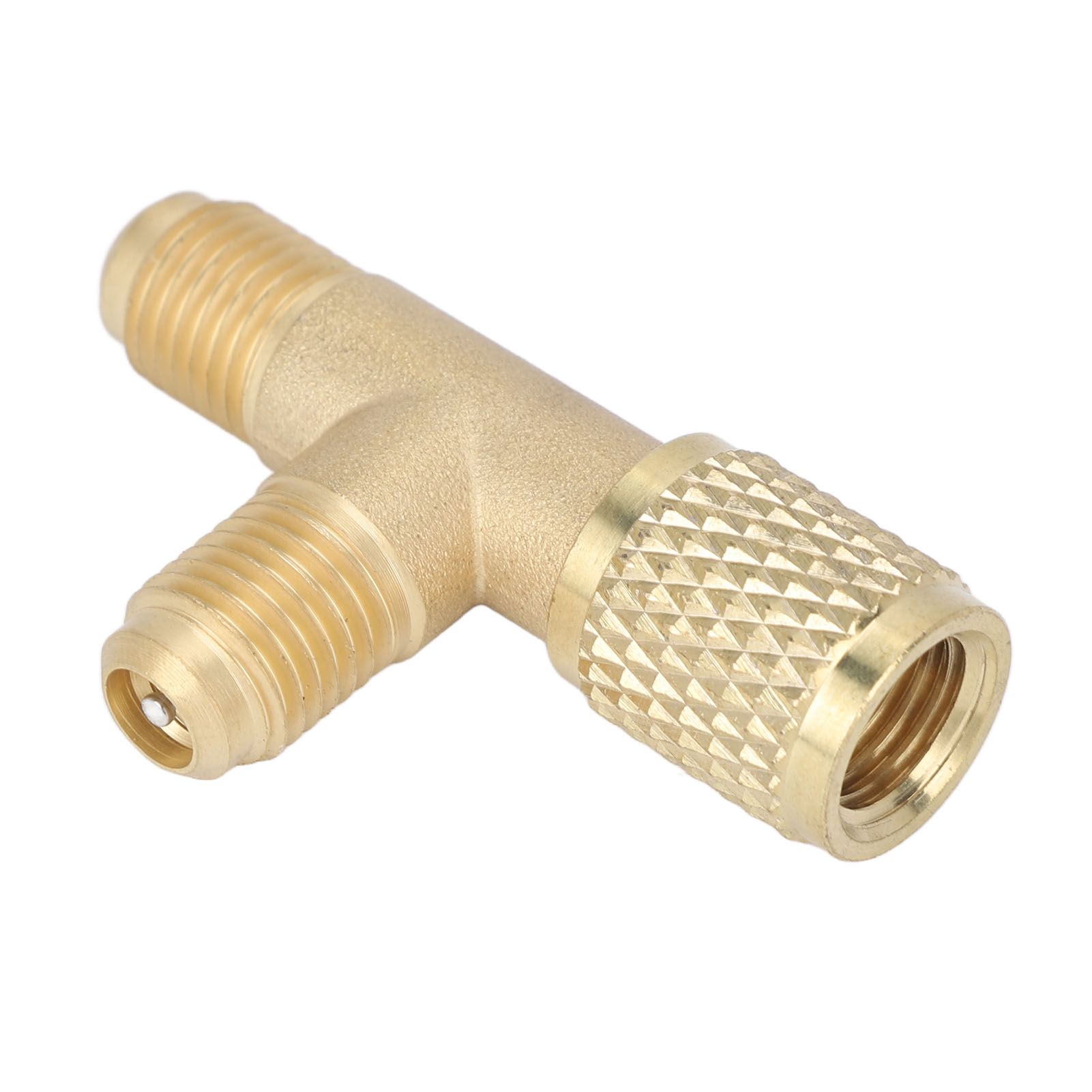 Quick Coupler Tee Adapter with Valve Core Brass 1/4in SAE Sturdy Structure for view 2