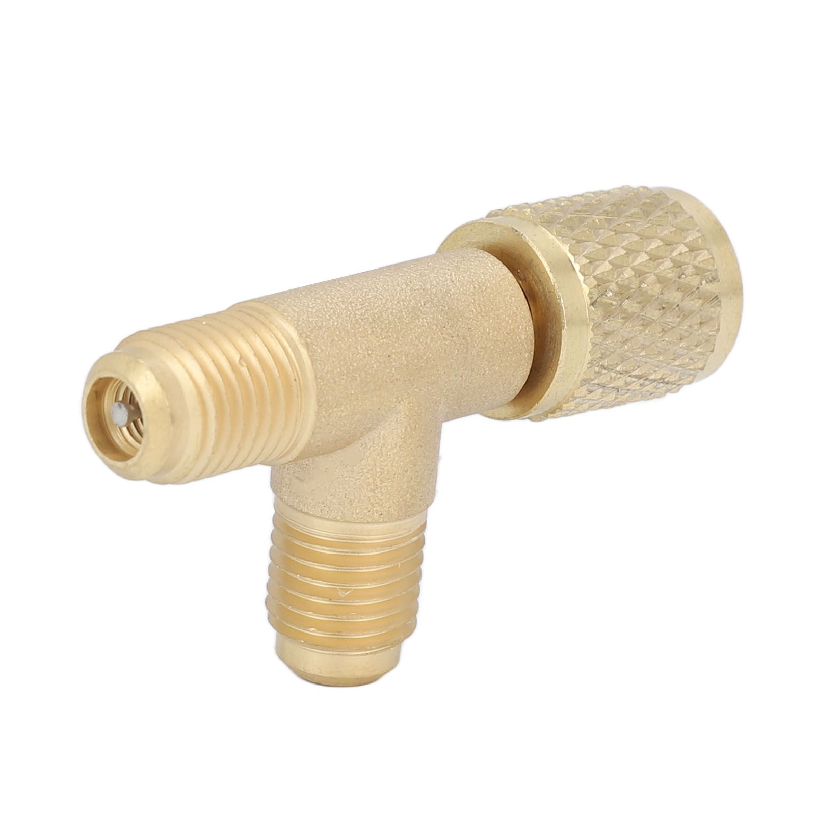 Quick Coupler Tee Adapter with Valve Core Brass 1/4in SAE Sturdy Structure for view 3