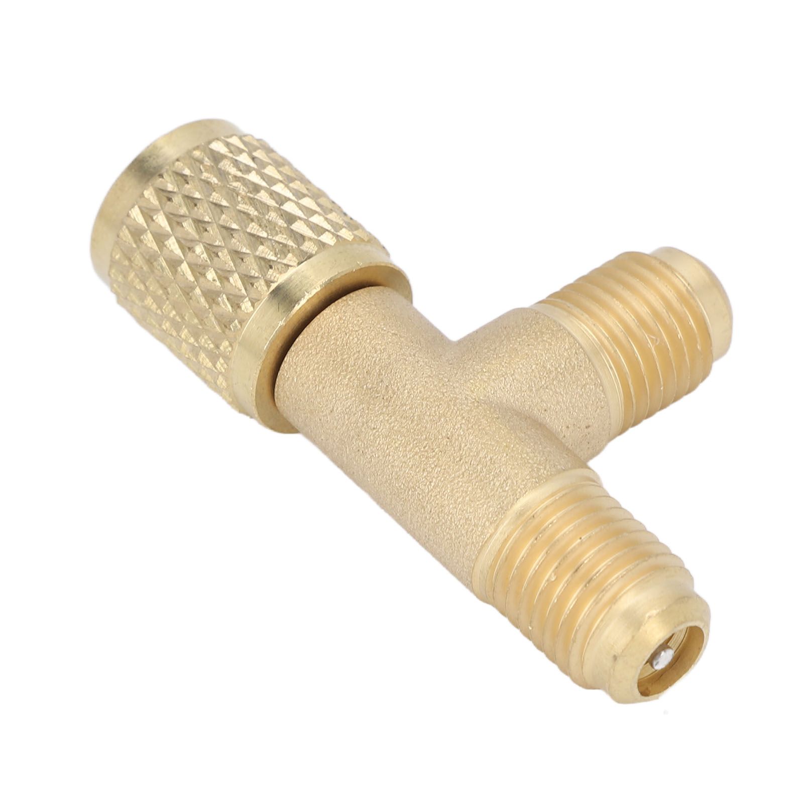 Quick Coupler Tee Adapter with Valve Core Brass 1/4in SAE Sturdy Structure for view 4