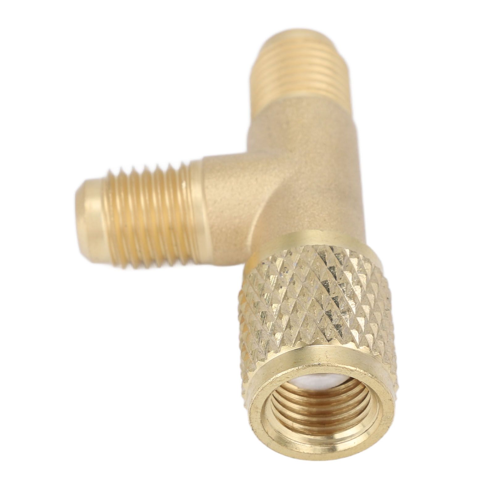 Quick Coupler Tee Adapter with Valve Core Brass 1/4in SAE Sturdy Structure for view 8