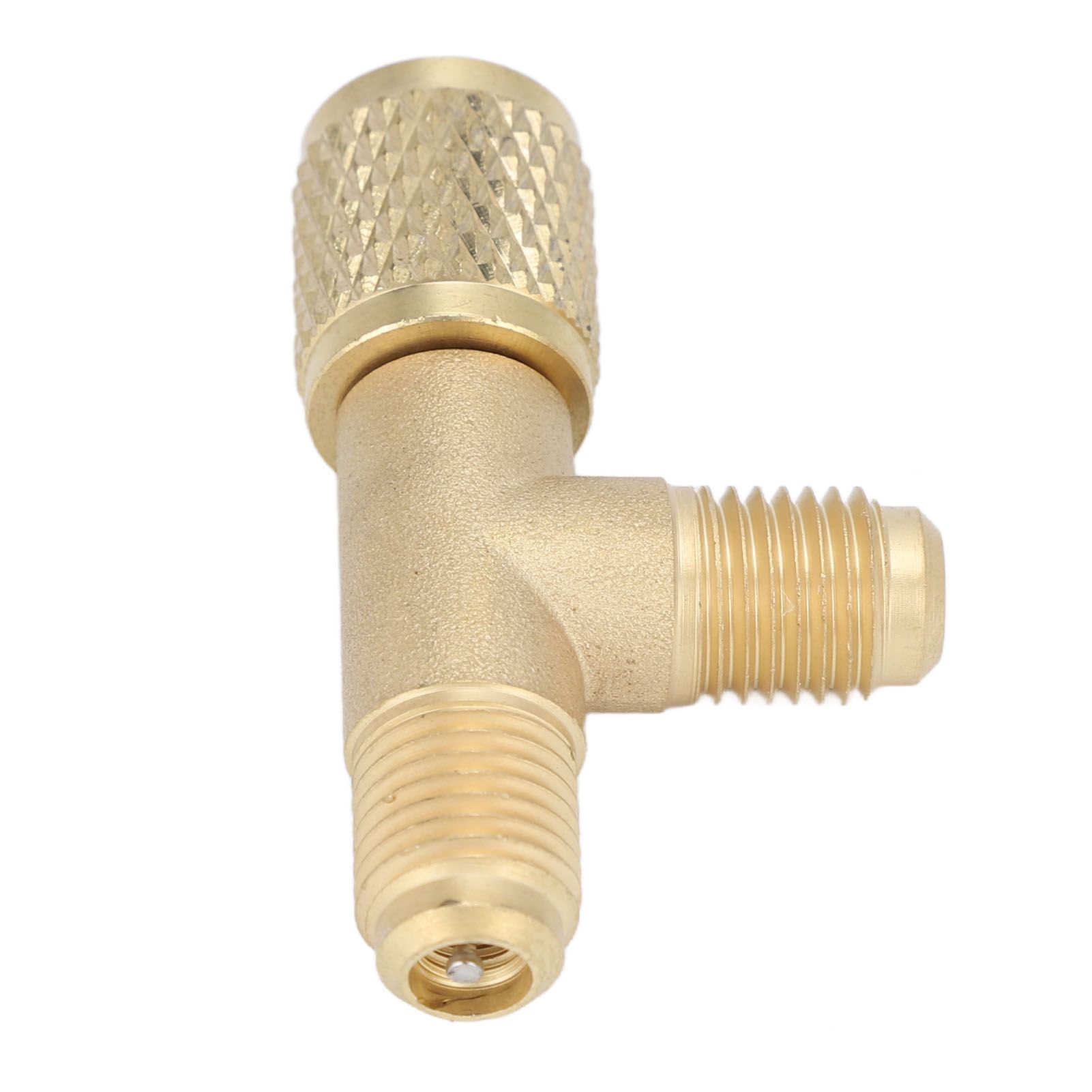 Quick Coupler Tee Adapter with Valve Core Brass 1/4in SAE Sturdy Structure for view 9