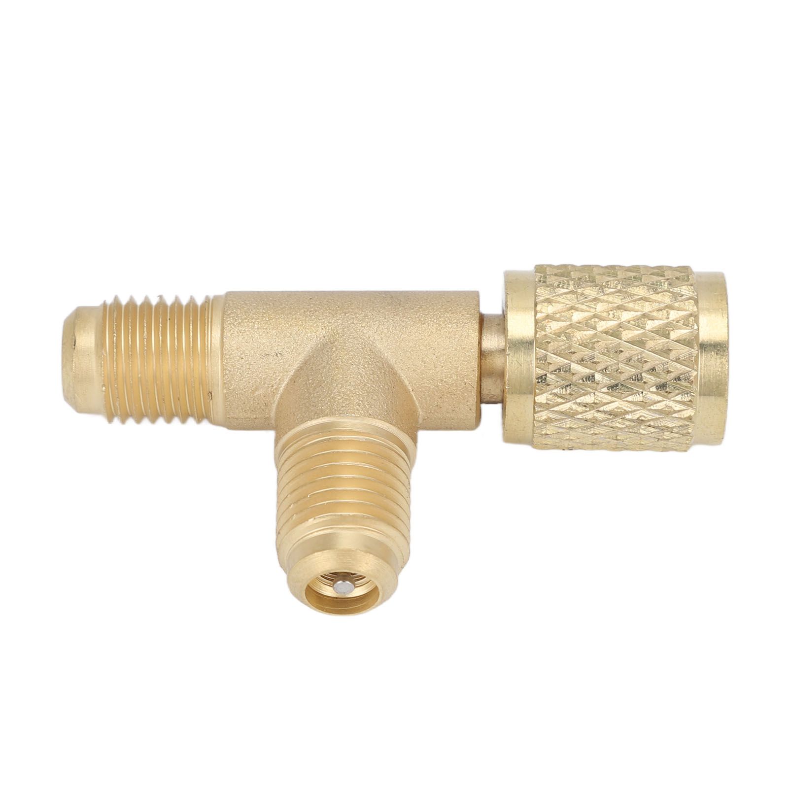 Quick Coupler Tee Adapter with Valve Core Brass 1/4in SAE Sturdy Structure for view 10