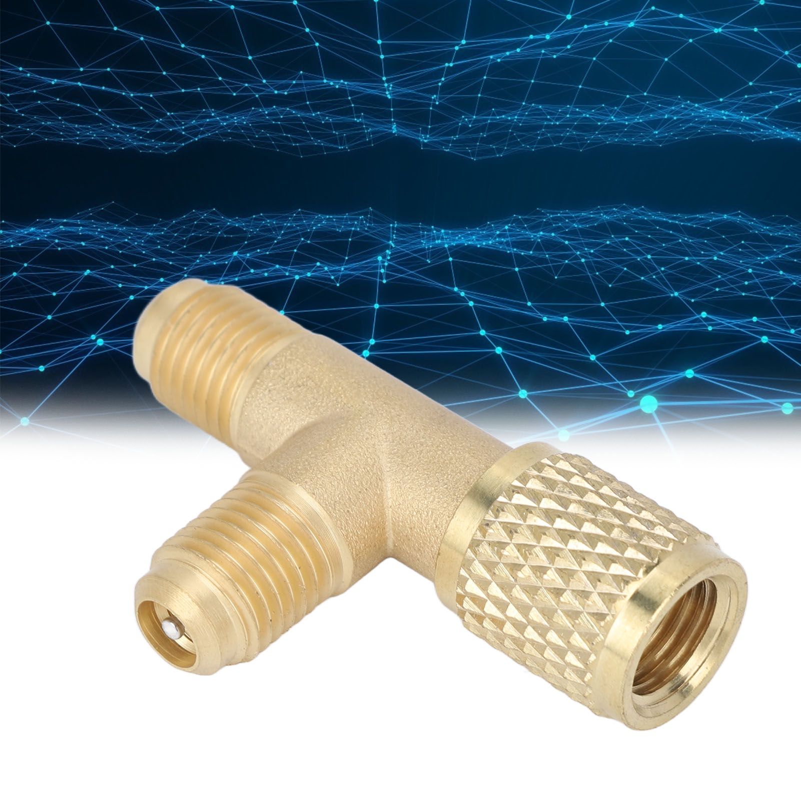 Quick Coupler Tee Adapter with Valve Core Brass 1/4in SAE Sturdy Structure for view 11