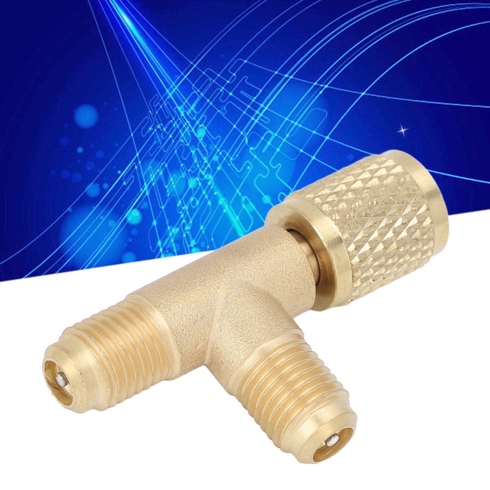 Quick Coupler Tee Adapter with Valve Core Brass 1/4in SAE Sturdy Structure for view 12