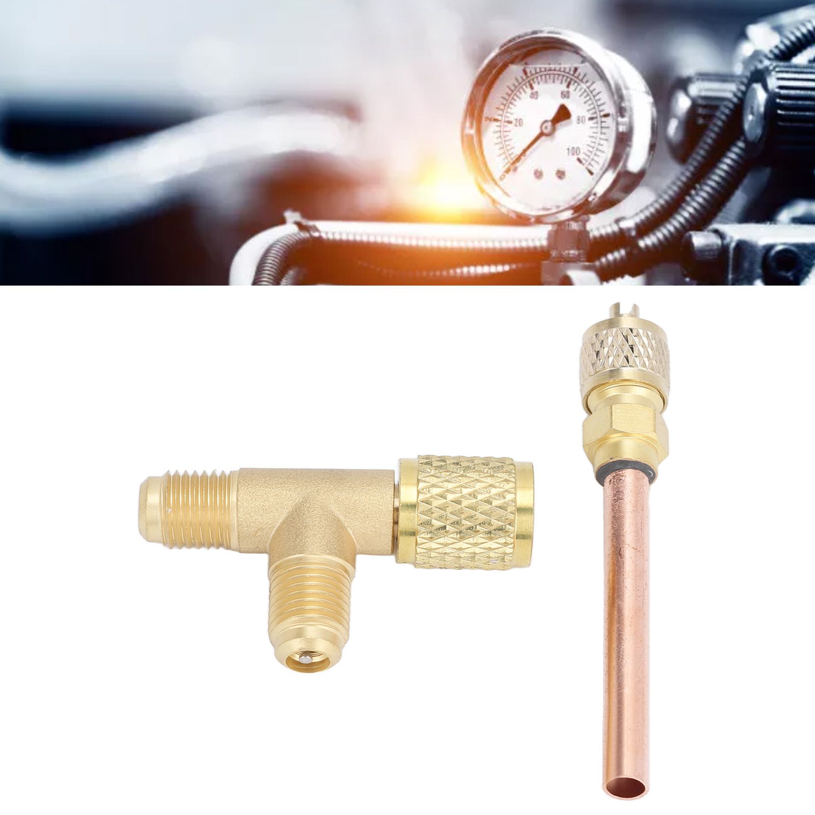 1/4in SAE Tee Adapter Built in Valve Core Quick Connection Double Sealing for view 11