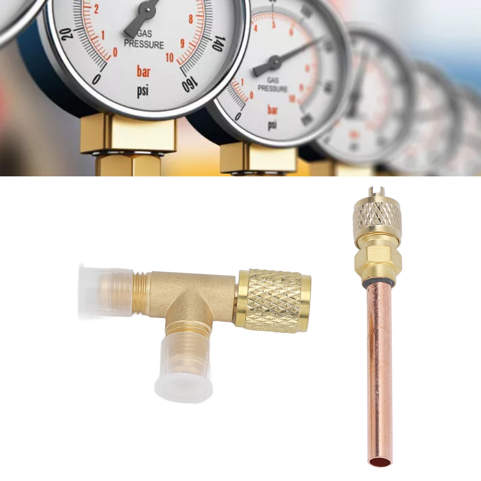 1/4in SAE Tee Adapter Built in Valve Core Quick Connection Double Sealing for view 12