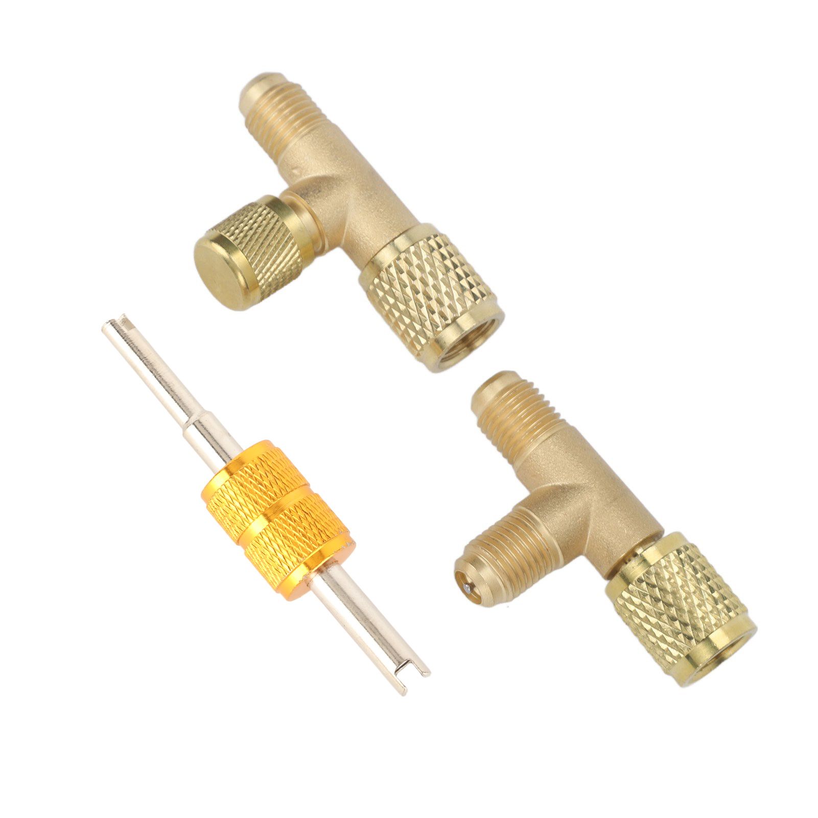 1/4in Valves Core Brass Tee Adapter Quick Coupler Access Tee Fittings for view 3