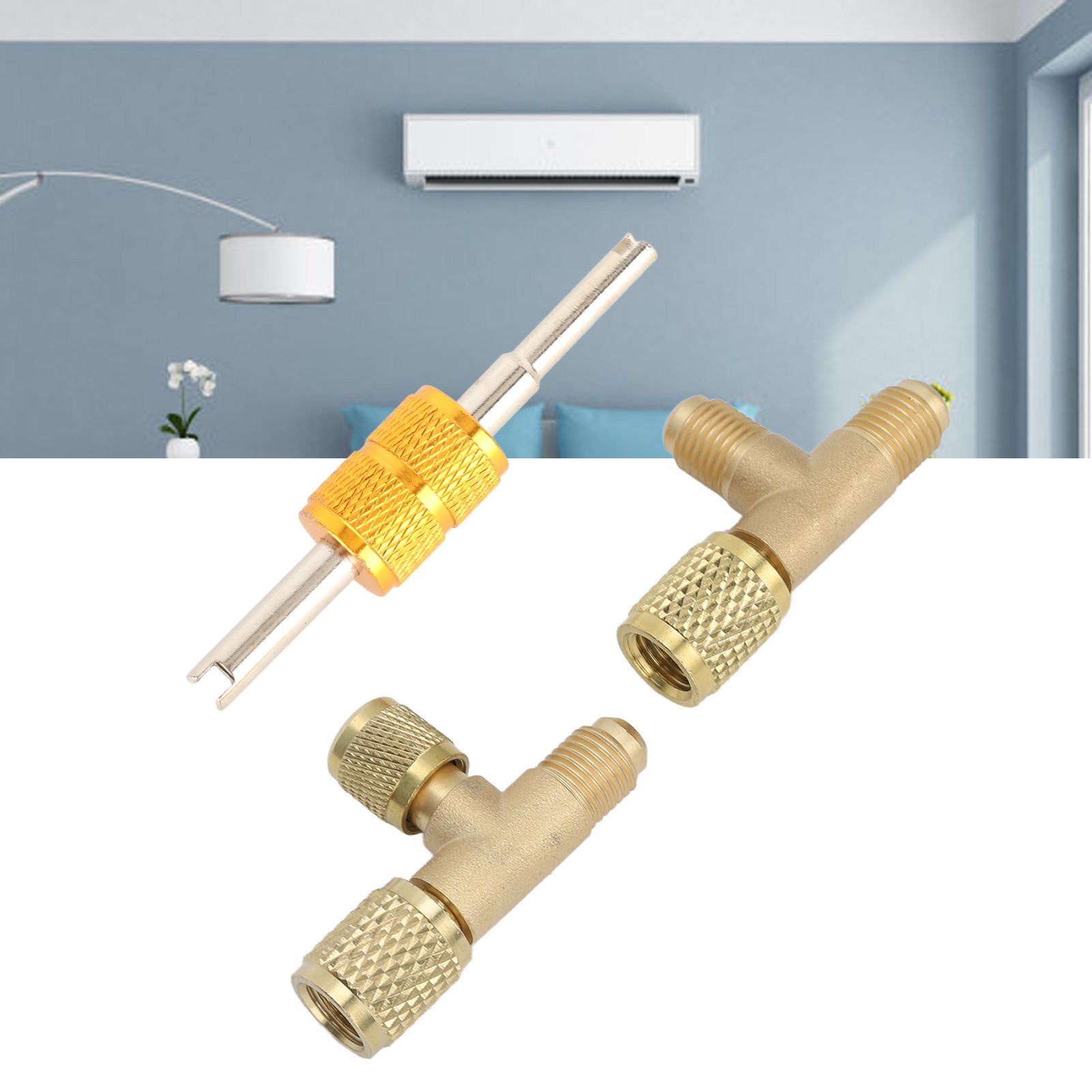 1/4in Valves Core Brass Tee Adapter Quick Coupler Access Tee Fittings for view 12