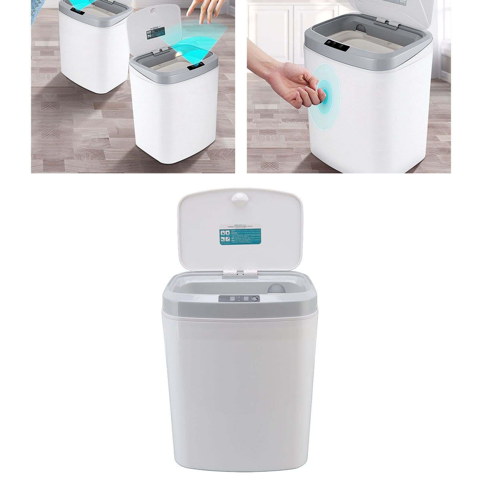 Smart Trash Can 16L Infrared Induction Button Control Manual Mute Household view 12