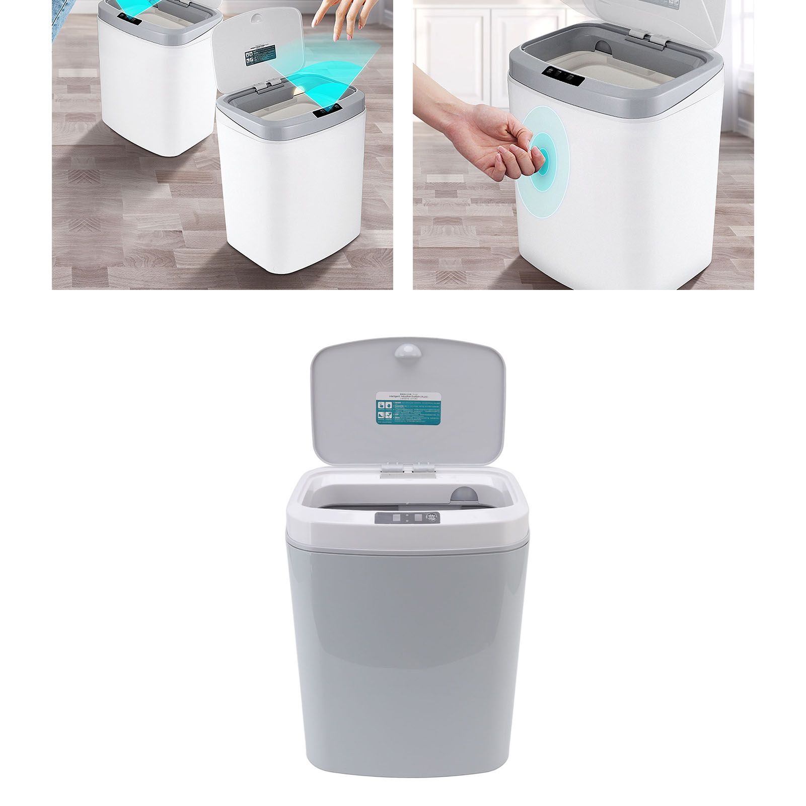 Smart Trash Can 16L Infrared Induction Button Control Manual Mute Household view 11