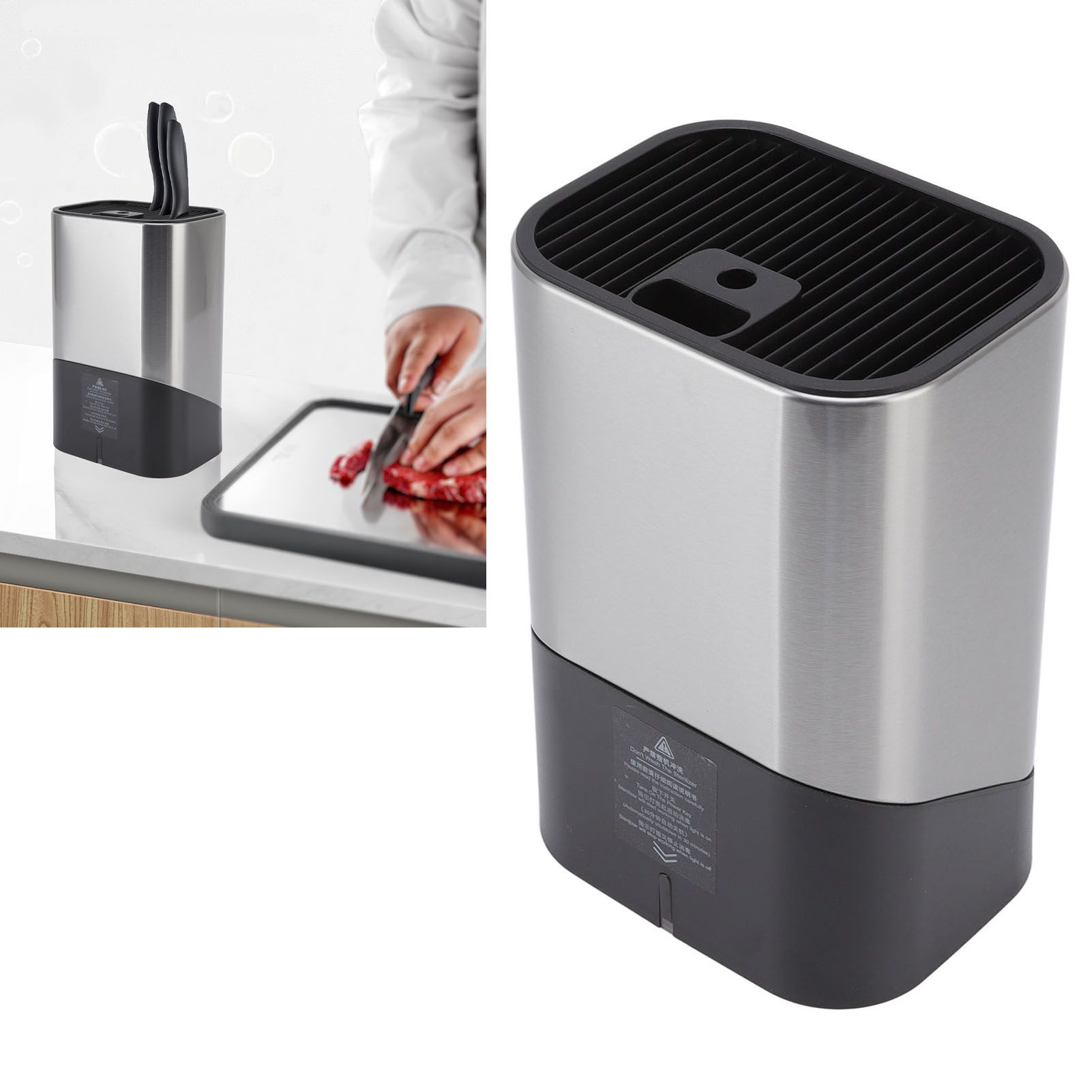 Knife Block Holder Plug in Type Stainless Steel Knife Organizer for Home view 12