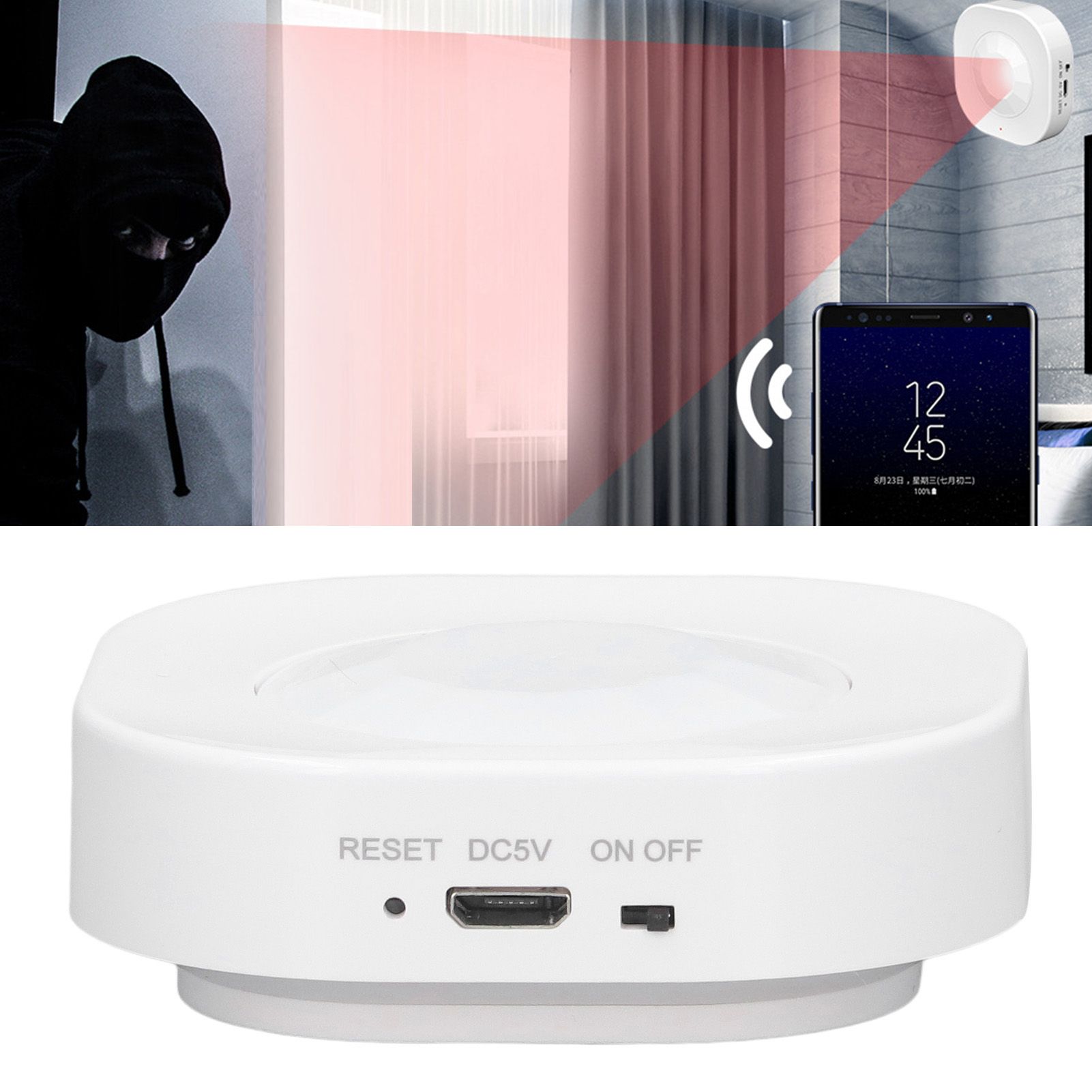 Smart Motion Sensor Square Battery Powered WiFi Infrared Body Sensor with view 11