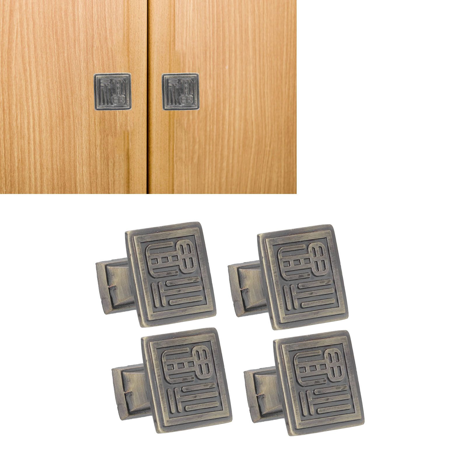 4PCS Vintage Knobs Punch Free Adhesive Retro Copper Cabinet Door Handle with view 11