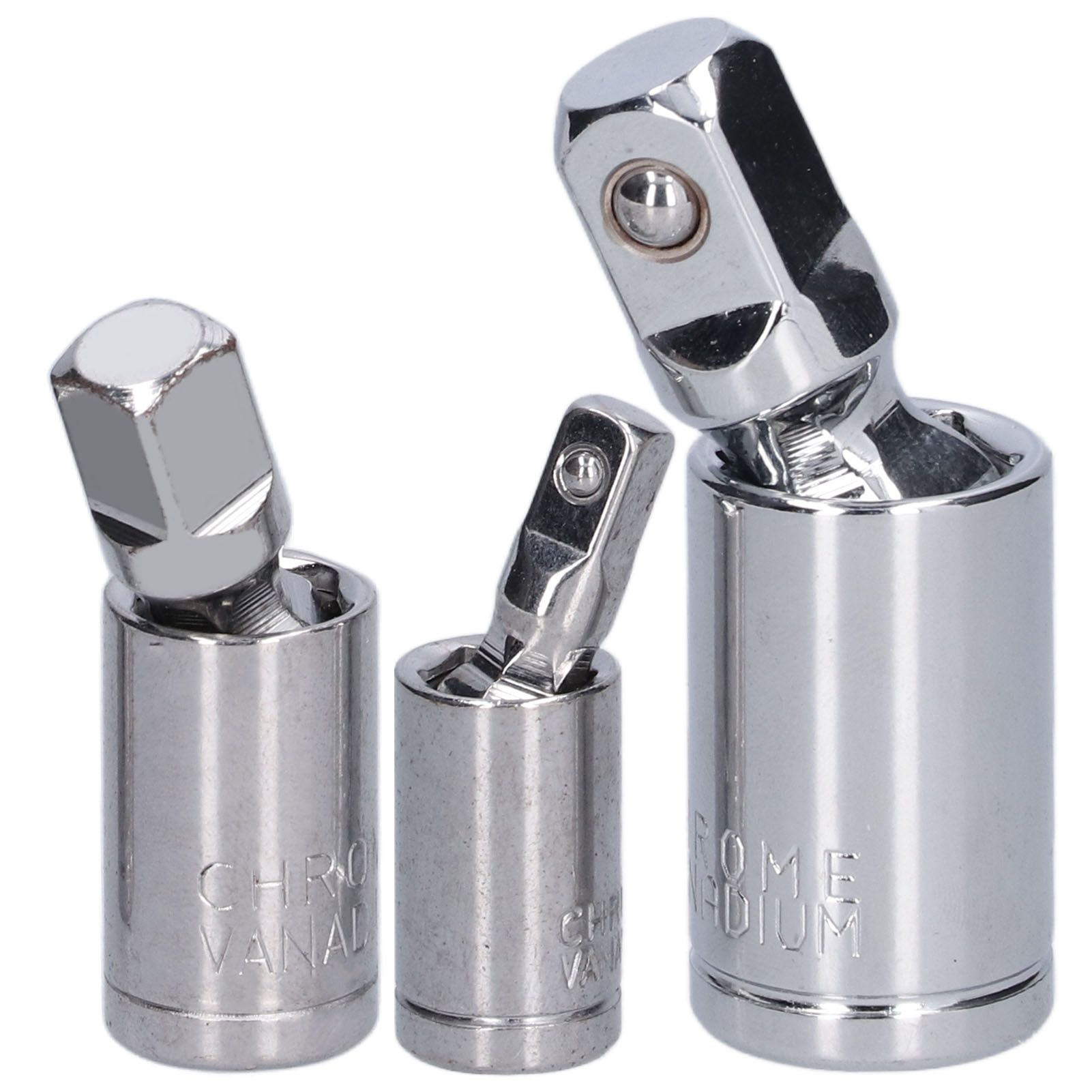 3pcs Universal Joint Socket Adapter 1/2 3/8 1/4 Chrome Vanadium Steel view 2