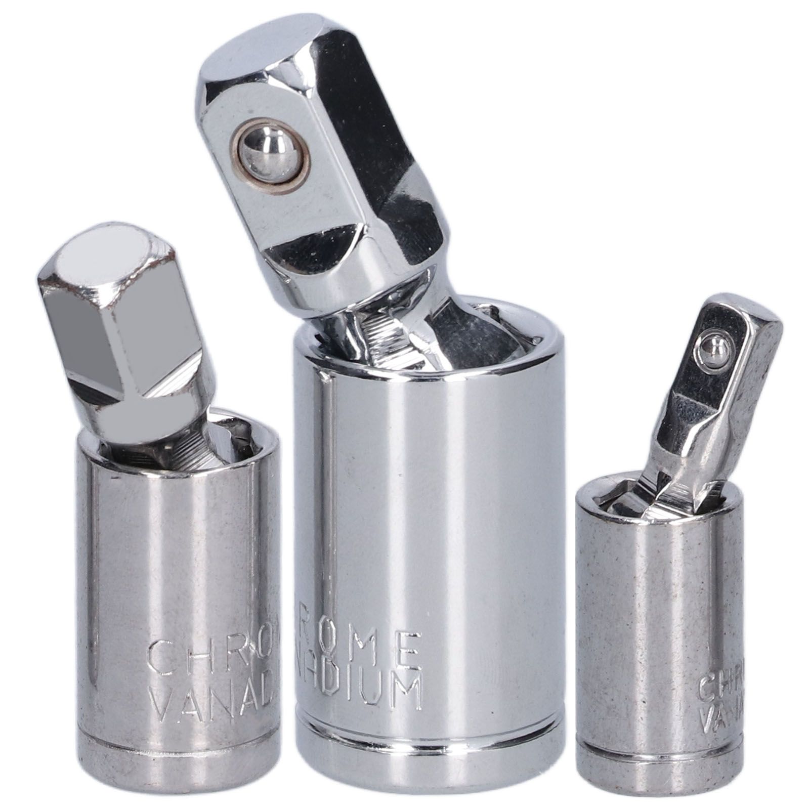 3pcs Universal Joint Socket Adapter 1/2 3/8 1/4 Chrome Vanadium Steel view 3