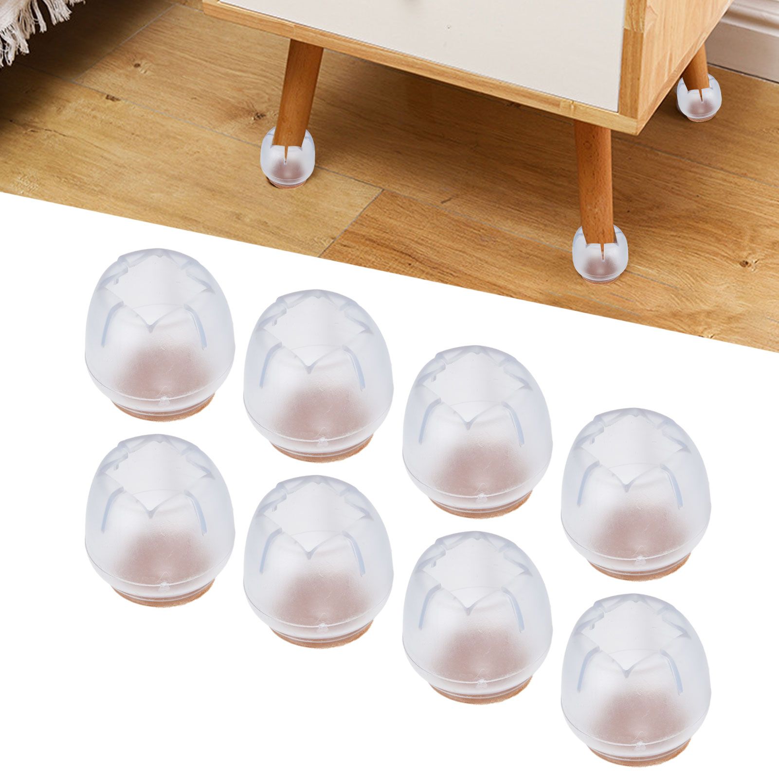 40PCS Chair Leg Protector Thickened Silicone Table Leg Cover Transparent Non view 11