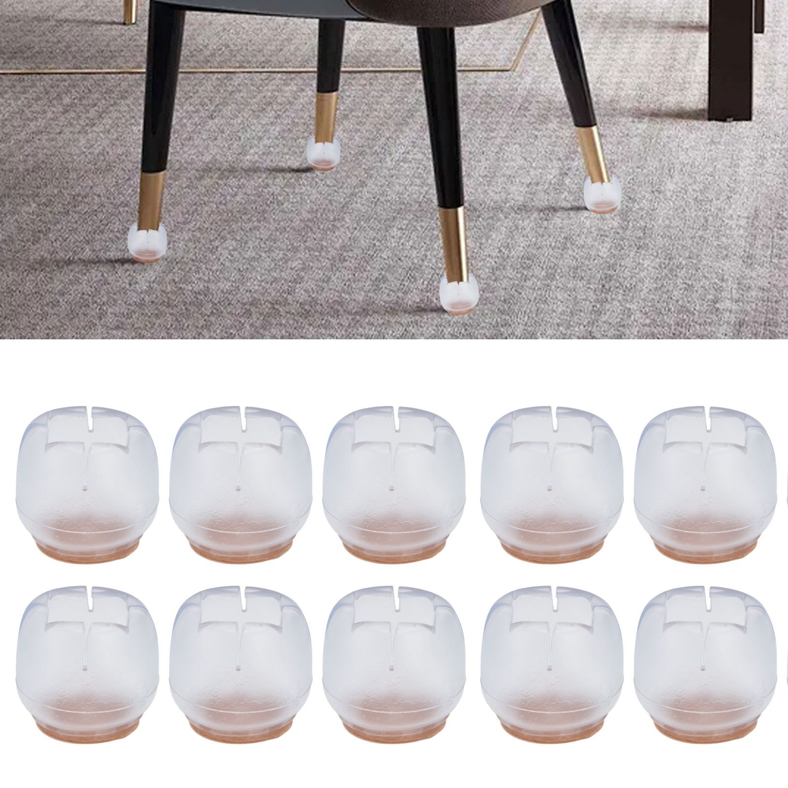40PCS Chair Leg Protector Thickened Silicone Table Leg Cover Transparent Non view 12