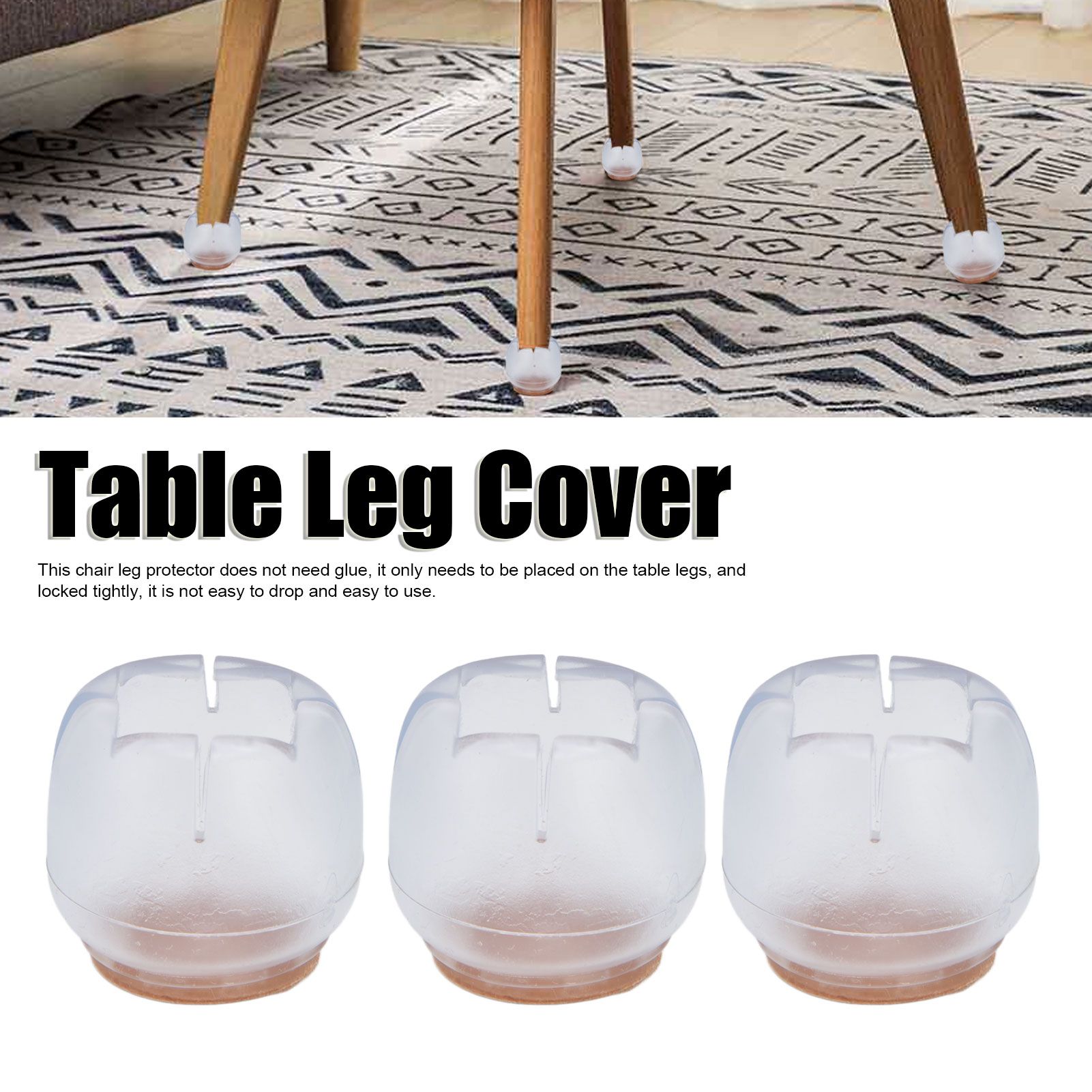 40PCS Chair Leg Protector Thickened Silicone Table Leg Cover Transparent Non view 14