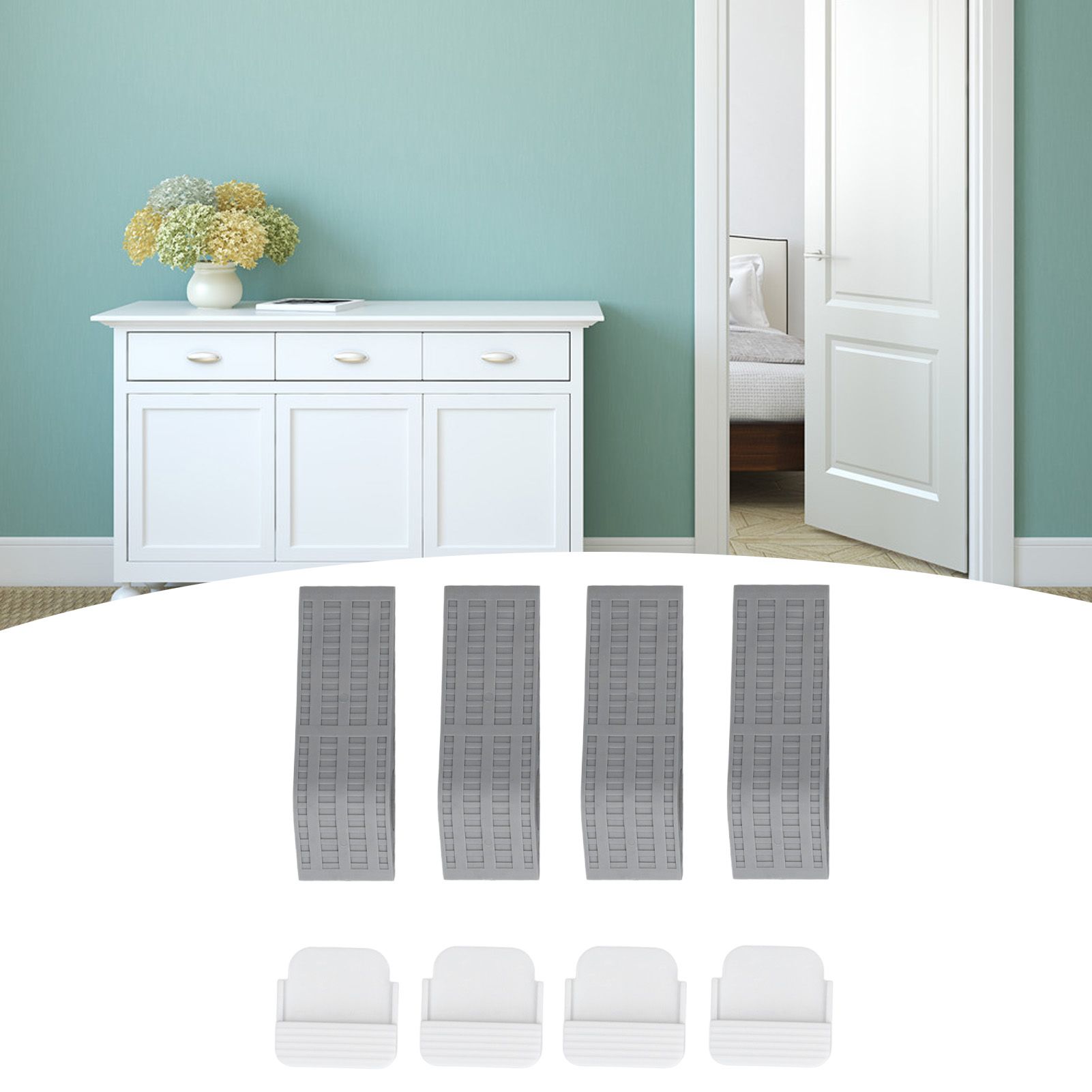 4Set Door Stoppers Non Slip Rubber Door Bottom Stop Wedge Accessories for Home view 11