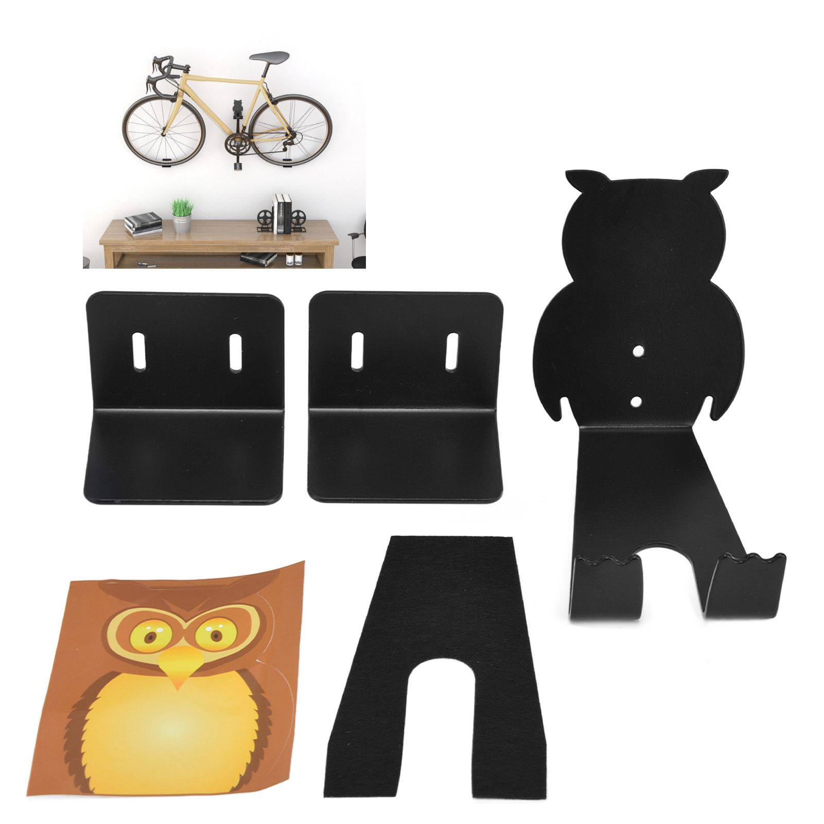 Wall Bike Rack Simple Installation Carbon Steel Owl Shape Bicycle Wall Holder view 11