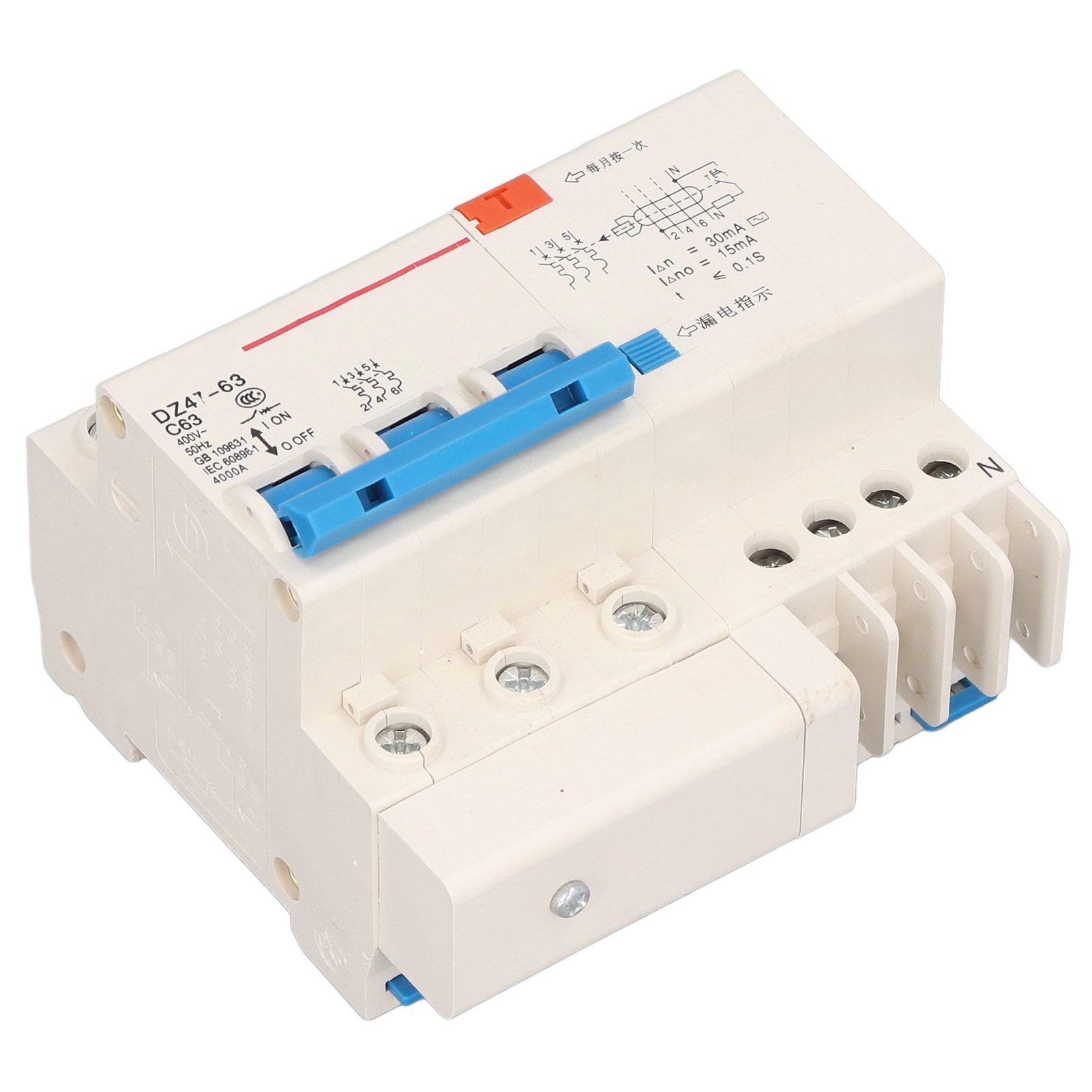 Circuit Breaker 3P 63A 220V Overload Short Circuit Leakage Protection Residual view 5