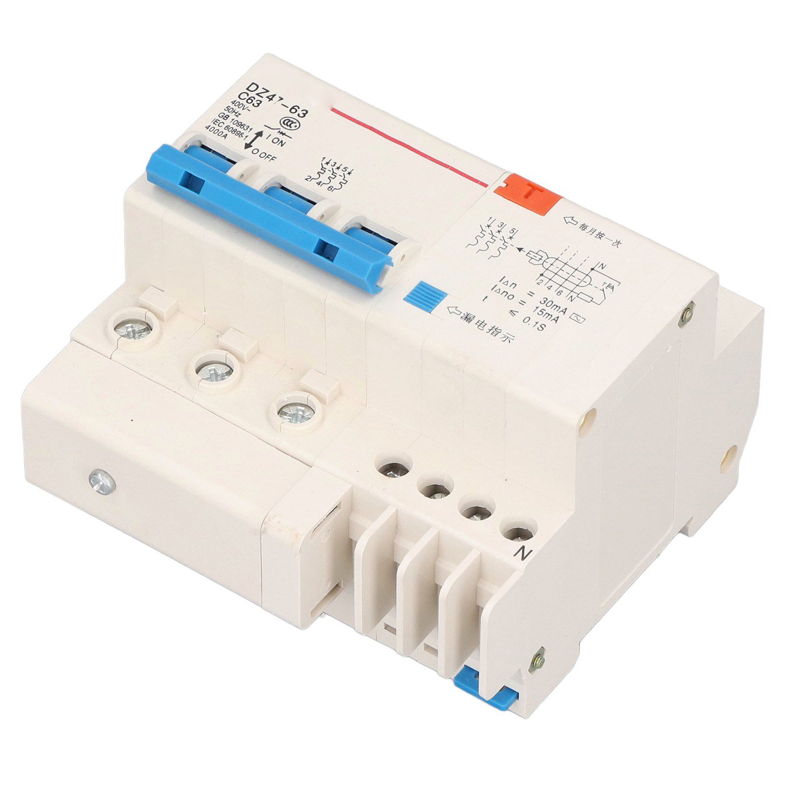 Circuit Breaker 3P 63A 220V Overload Short Circuit Leakage Protection Residual view 8