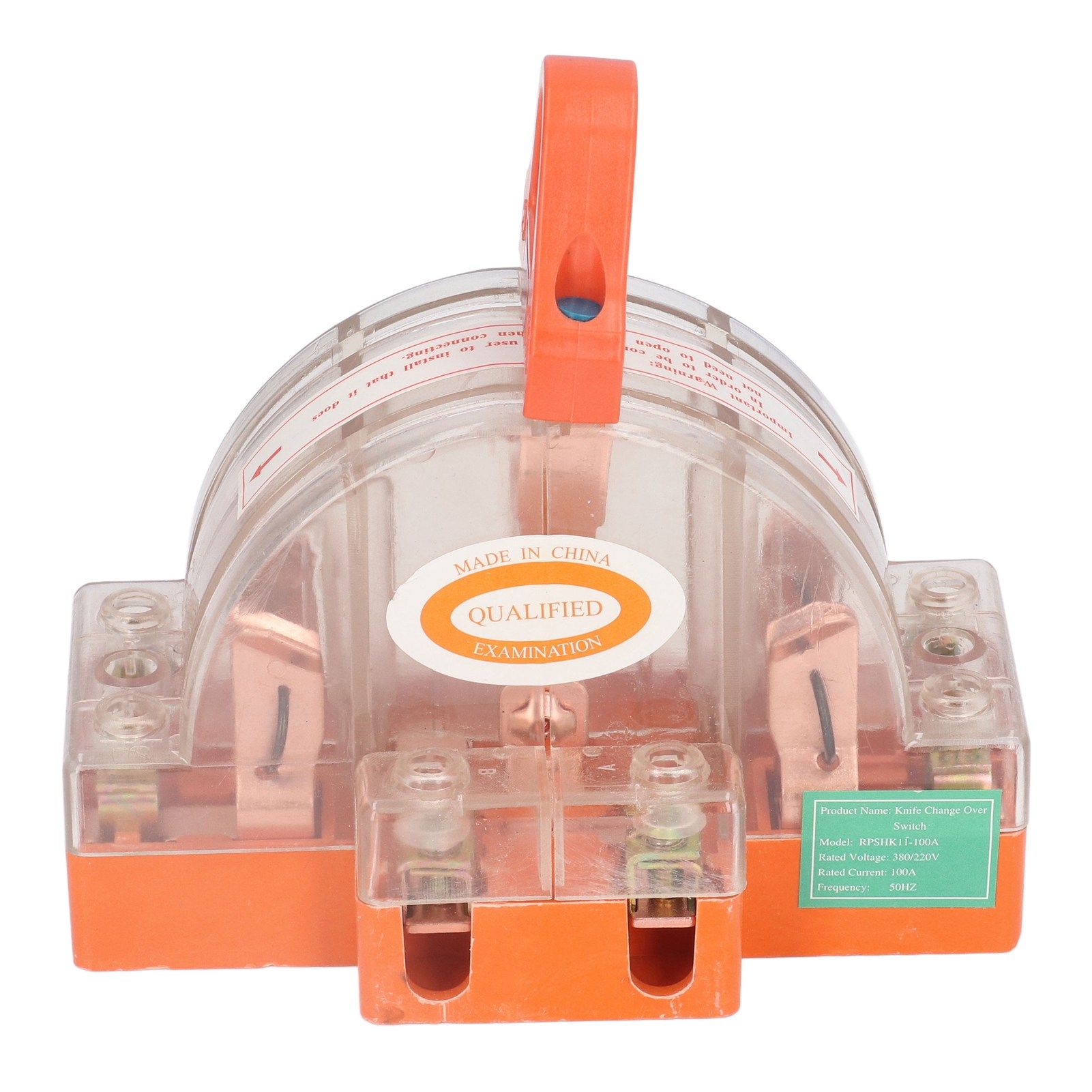 Double Pole Knife Switch Transparent Shell 2P 100A Safety Knife Switch with view 6