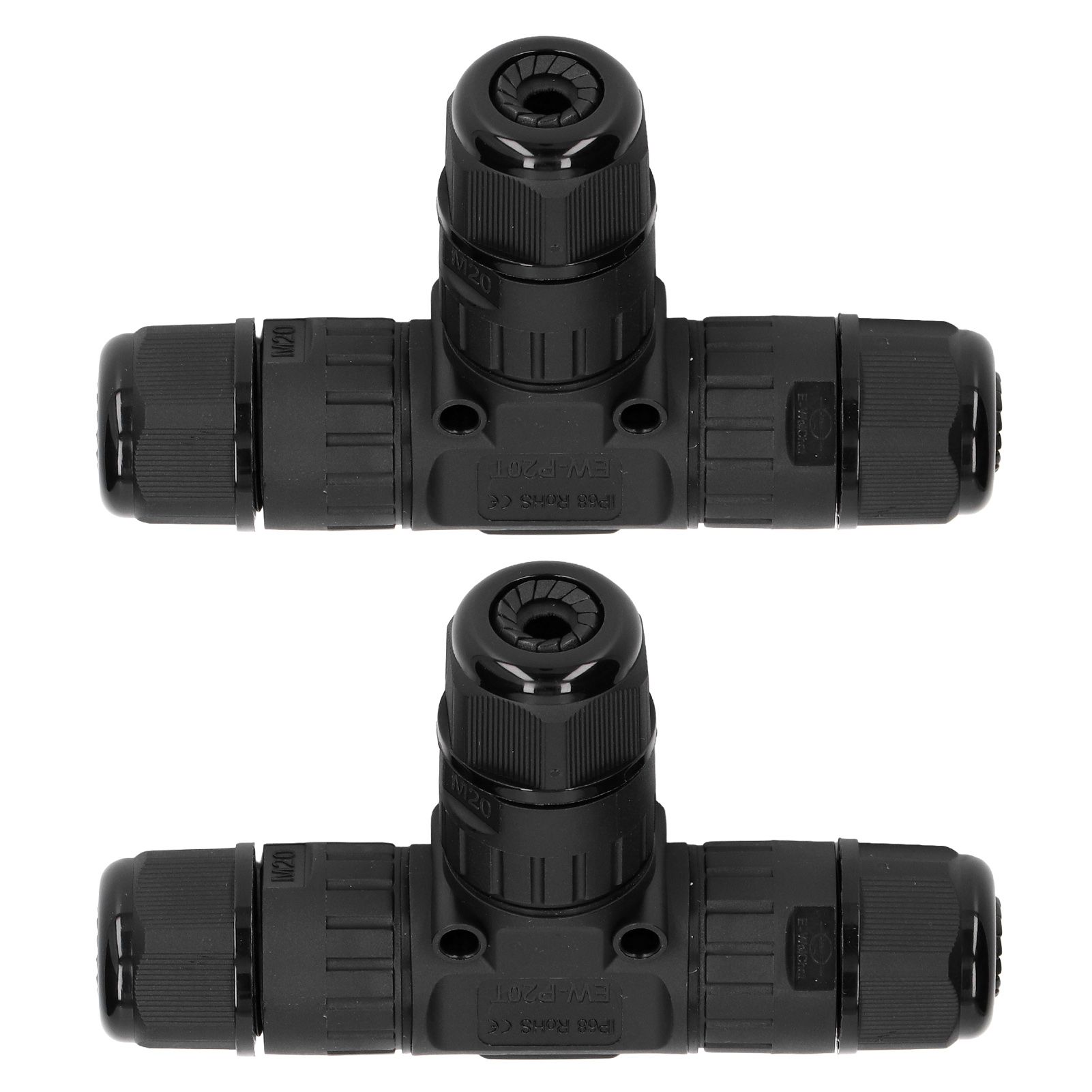 2PCS T Type Tee Junction Box Connector IP68 Waterproof 450V 16A 9‑12mm 3 Way view 2