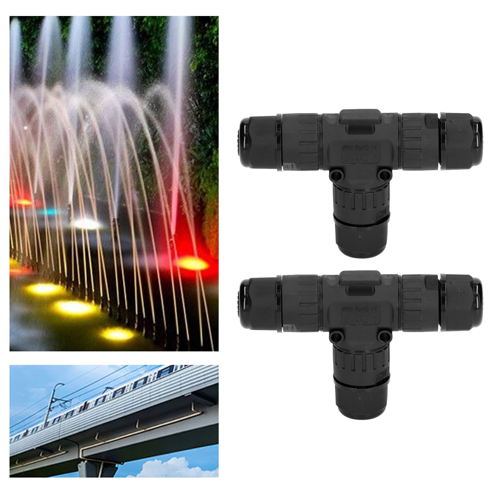 2PCS T Type Tee Junction Box Connector IP68 Waterproof 450V 16A 9‑12mm 3 Way view 11