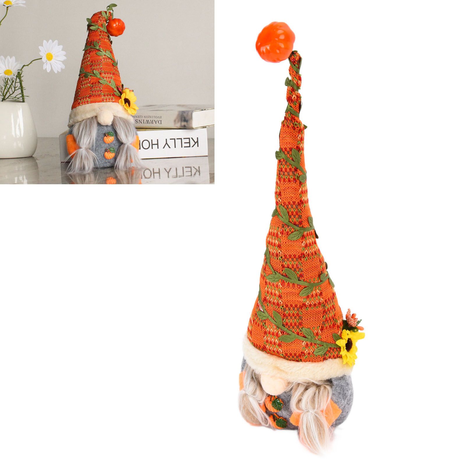 Faceless Doll Ornament Window Decoration Harvest Festival Elf Pumpkin view 11