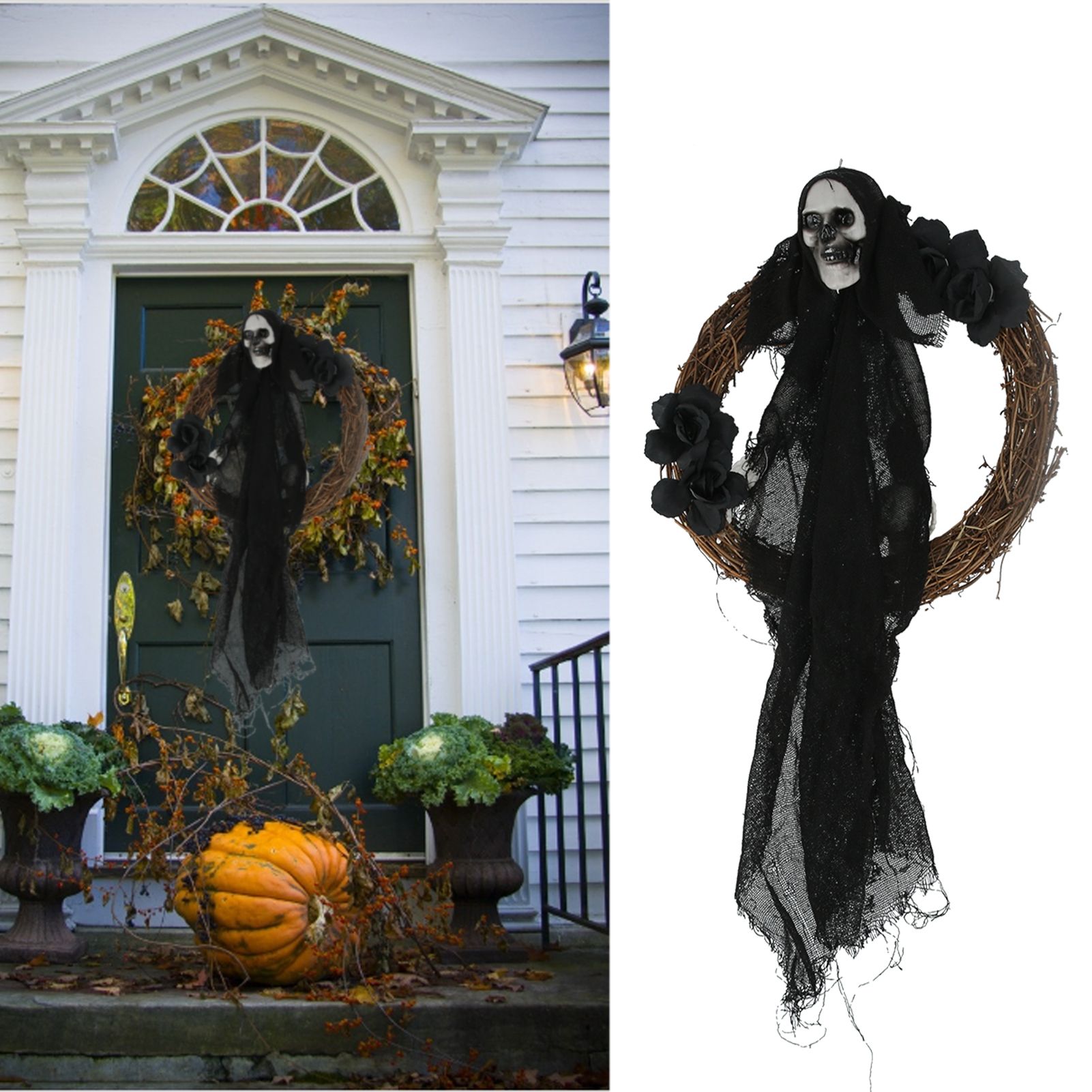 Halloween Ghosts Wreath Front Door Hanging Wreath Ghosts House Decoration view 11