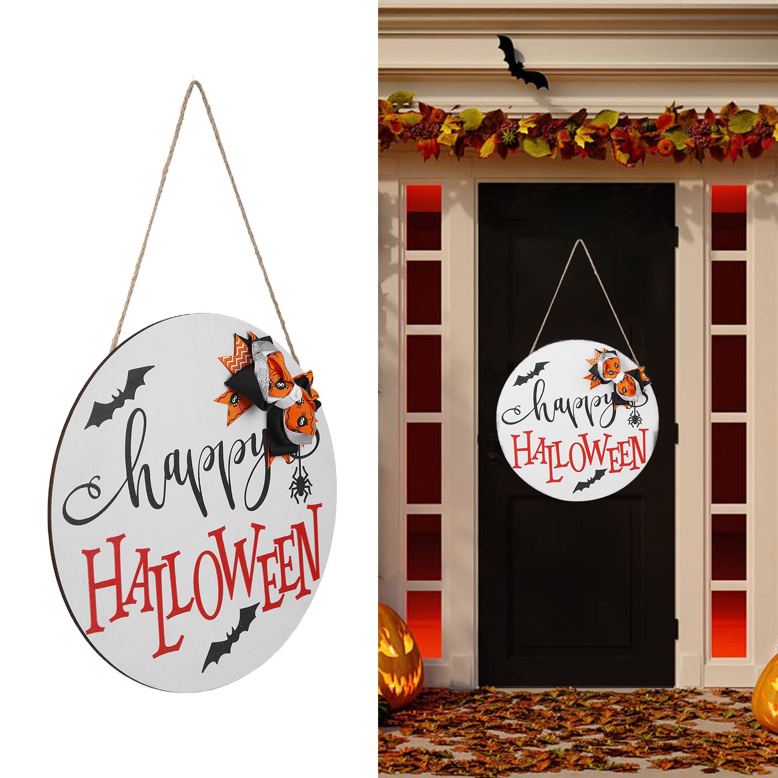 Door Sign Wooden Hanging Halloween Ornament Sign for for Outdoor Indoor Garden view 11