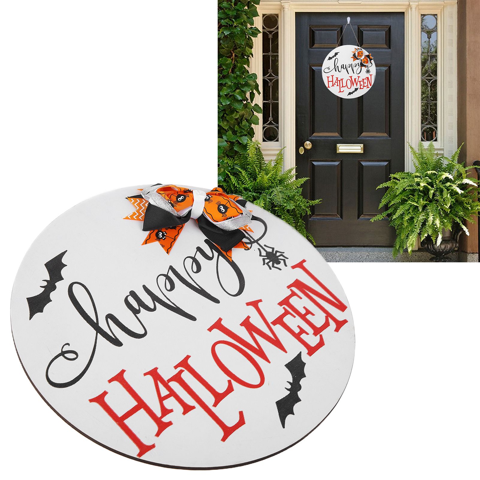 Door Sign Wooden Hanging Halloween Ornament Sign for for Outdoor Indoor Garden view 12