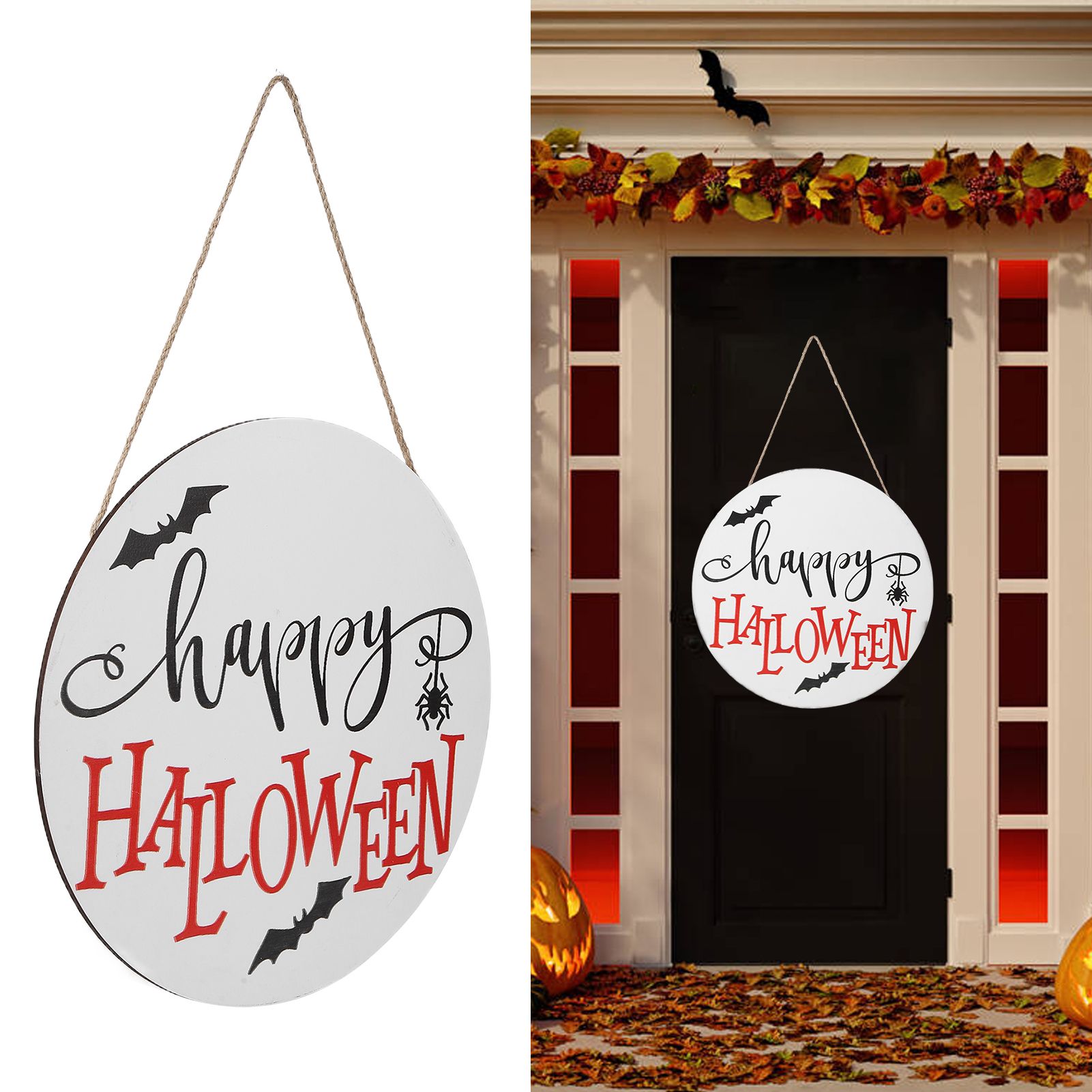 Door Sign Wooden Hanging Halloween Ornament Sign for for Outdoor Indoor Garden view 11