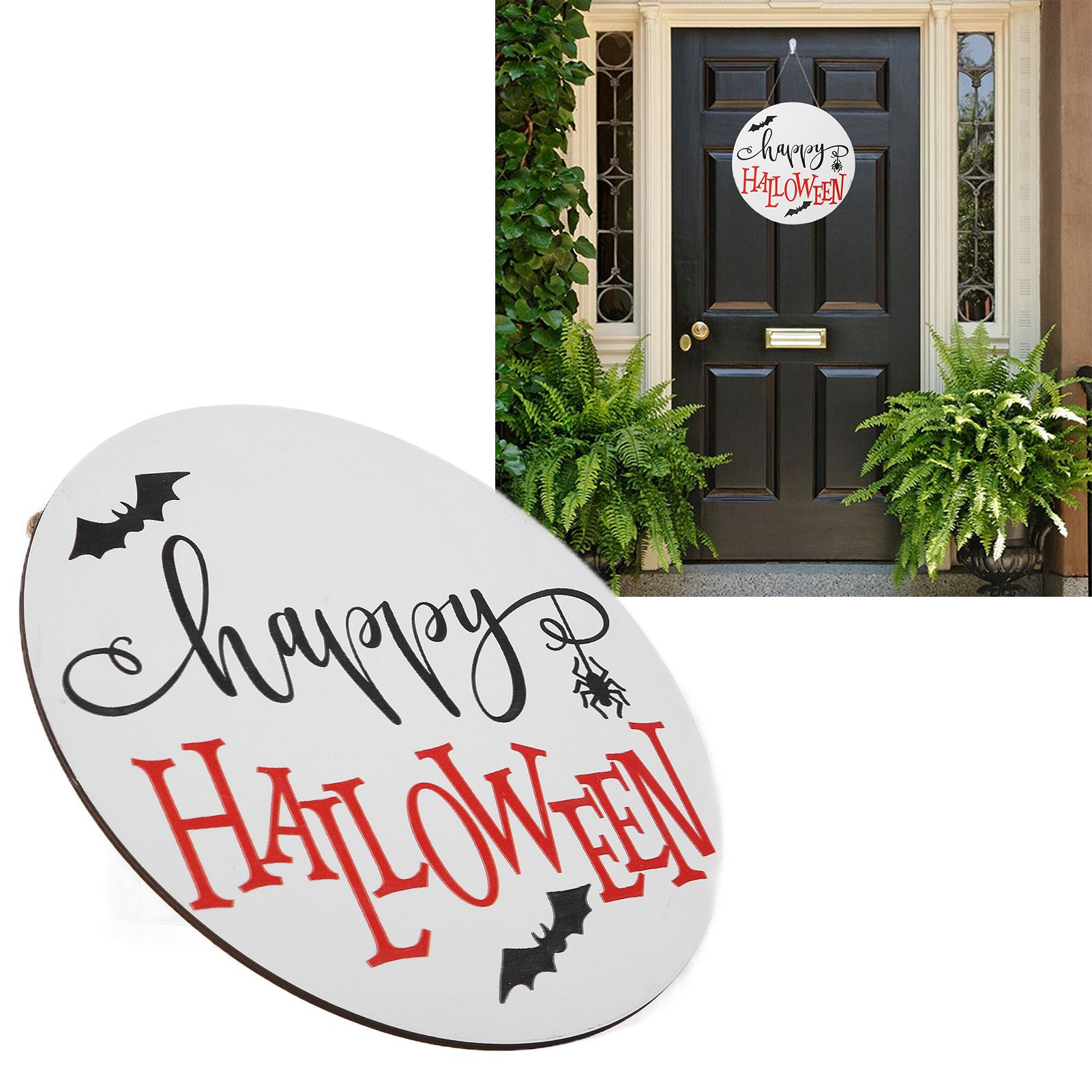 Door Sign Wooden Hanging Halloween Ornament Sign for for Outdoor Indoor Garden view 12