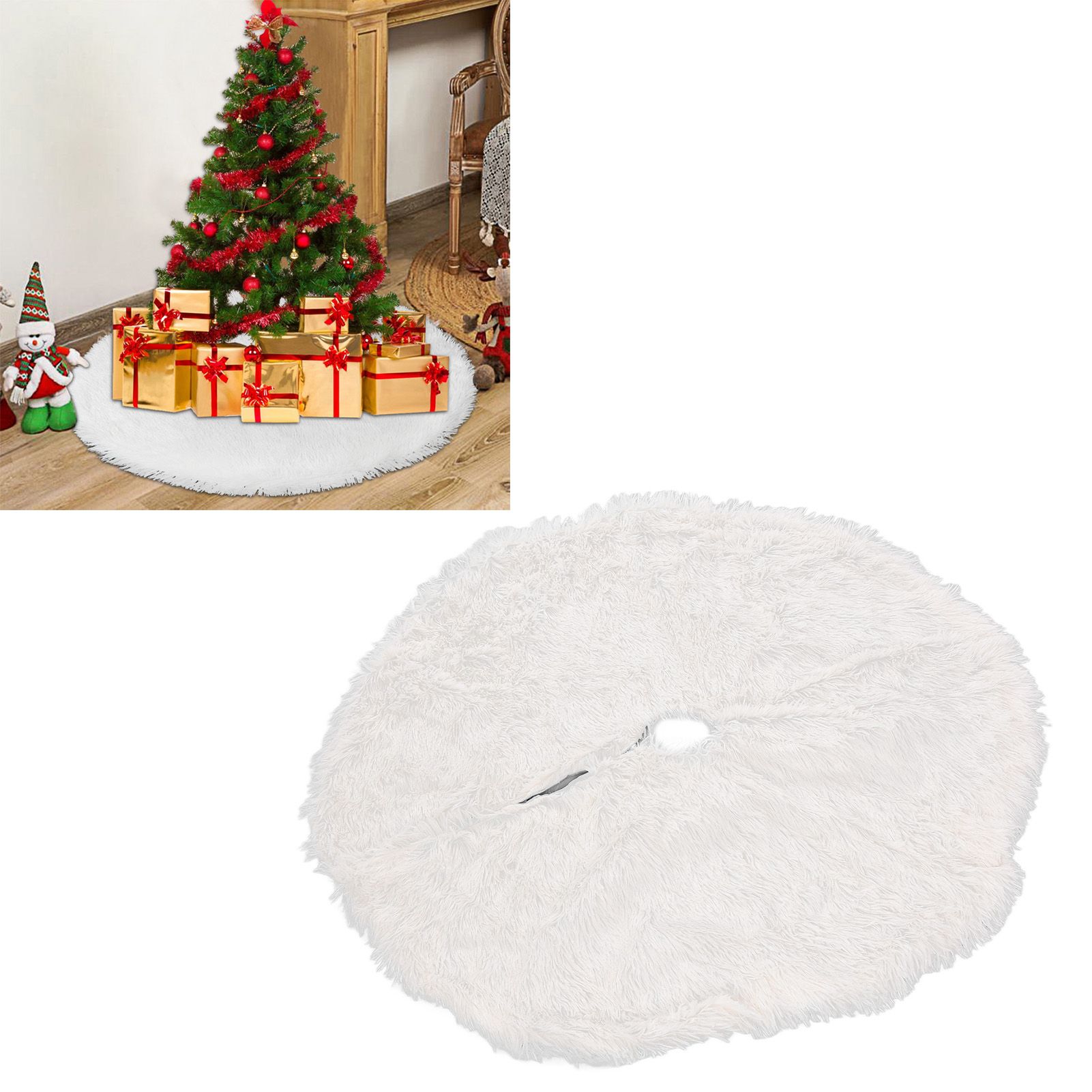 White Christmas Tree Skirts Sophisticated Dense Environmentally Friendly Plush view 11