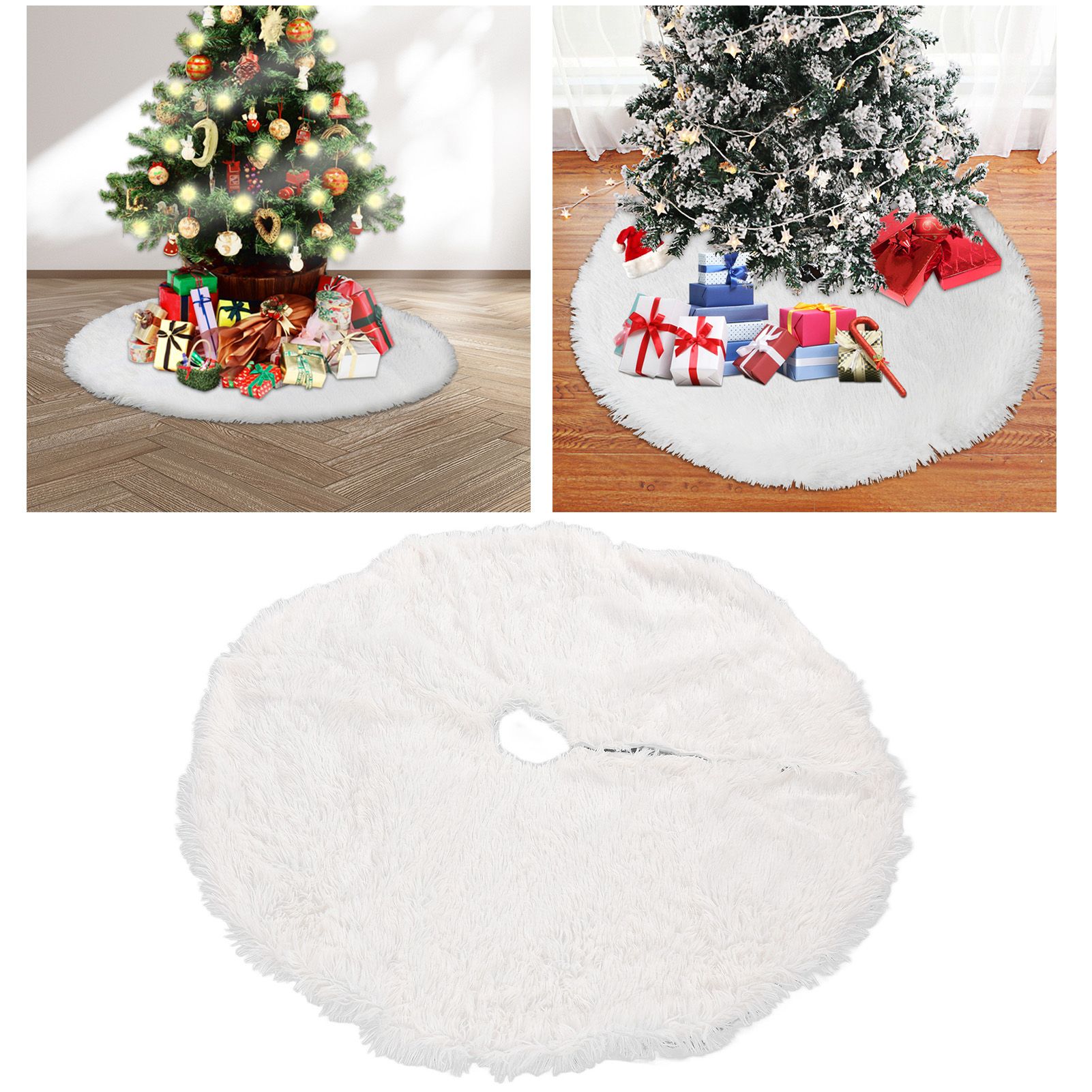 White Christmas Tree Skirts Sophisticated Dense Environmentally Friendly Plush view 12